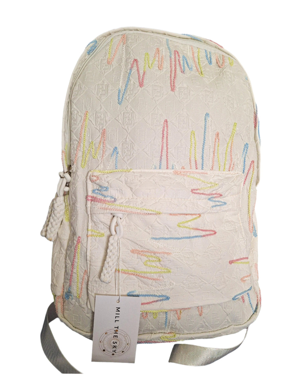 Mill The Sky: Angel-MARSHMALLOW Candy White & Rainbow Full Size Sparkle Backpack My Store