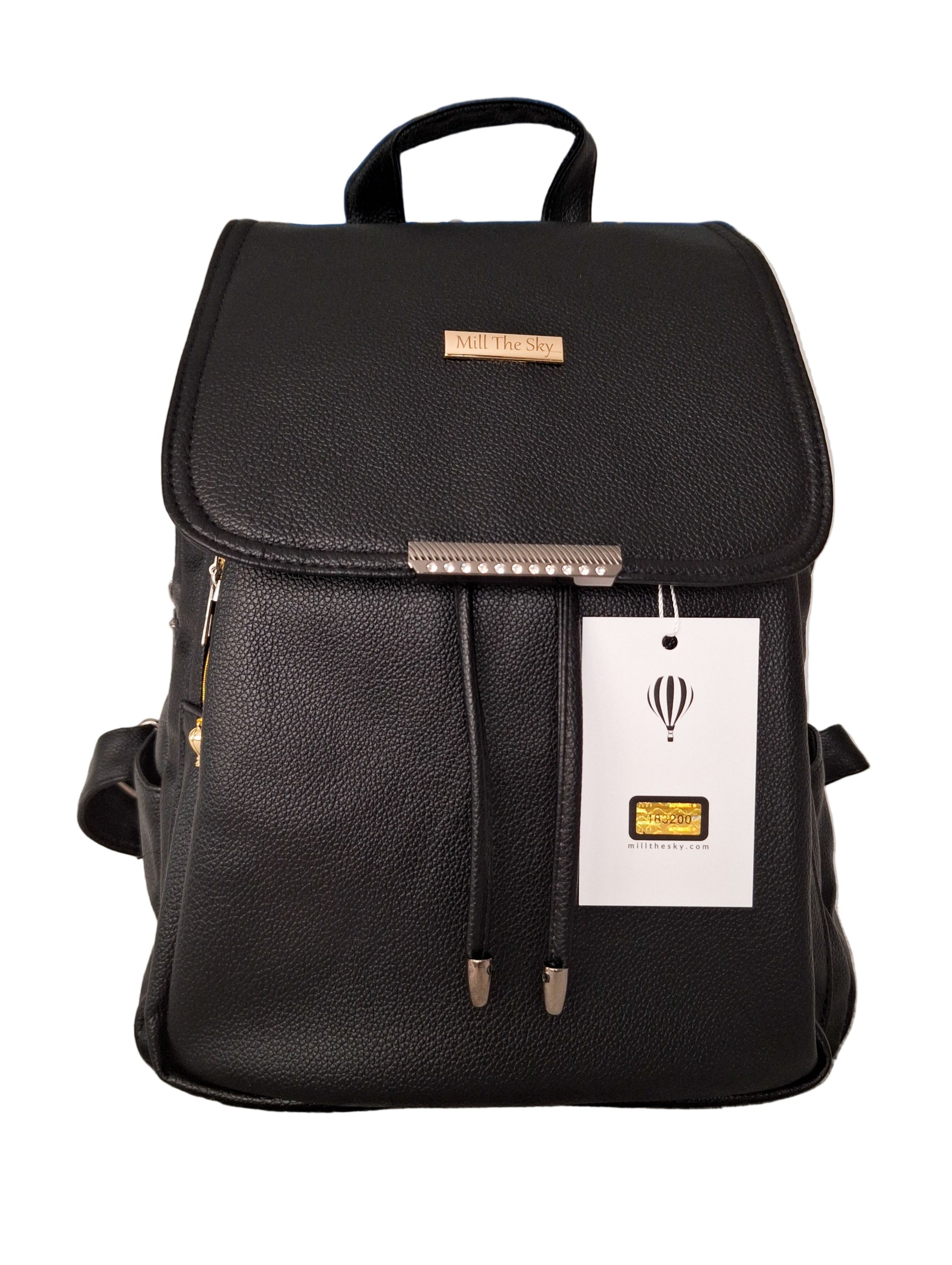 Mill The Sky: The-ONE Womens Faux Imitation Leather Mini Backpack Day Shoulder Bag. BLACK My Store