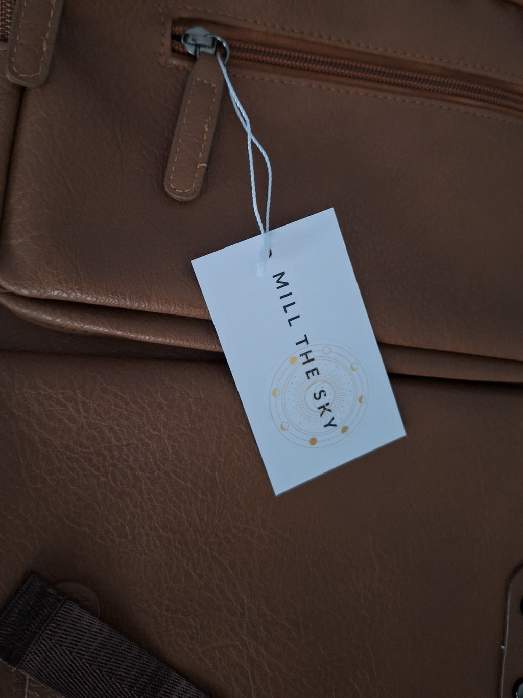 Mill The Sky: Travel-CUBE Heavy Duty Square Retro Vibe Faux Leather Backpack. TONEWASHED TAN. Handcrafted My Store