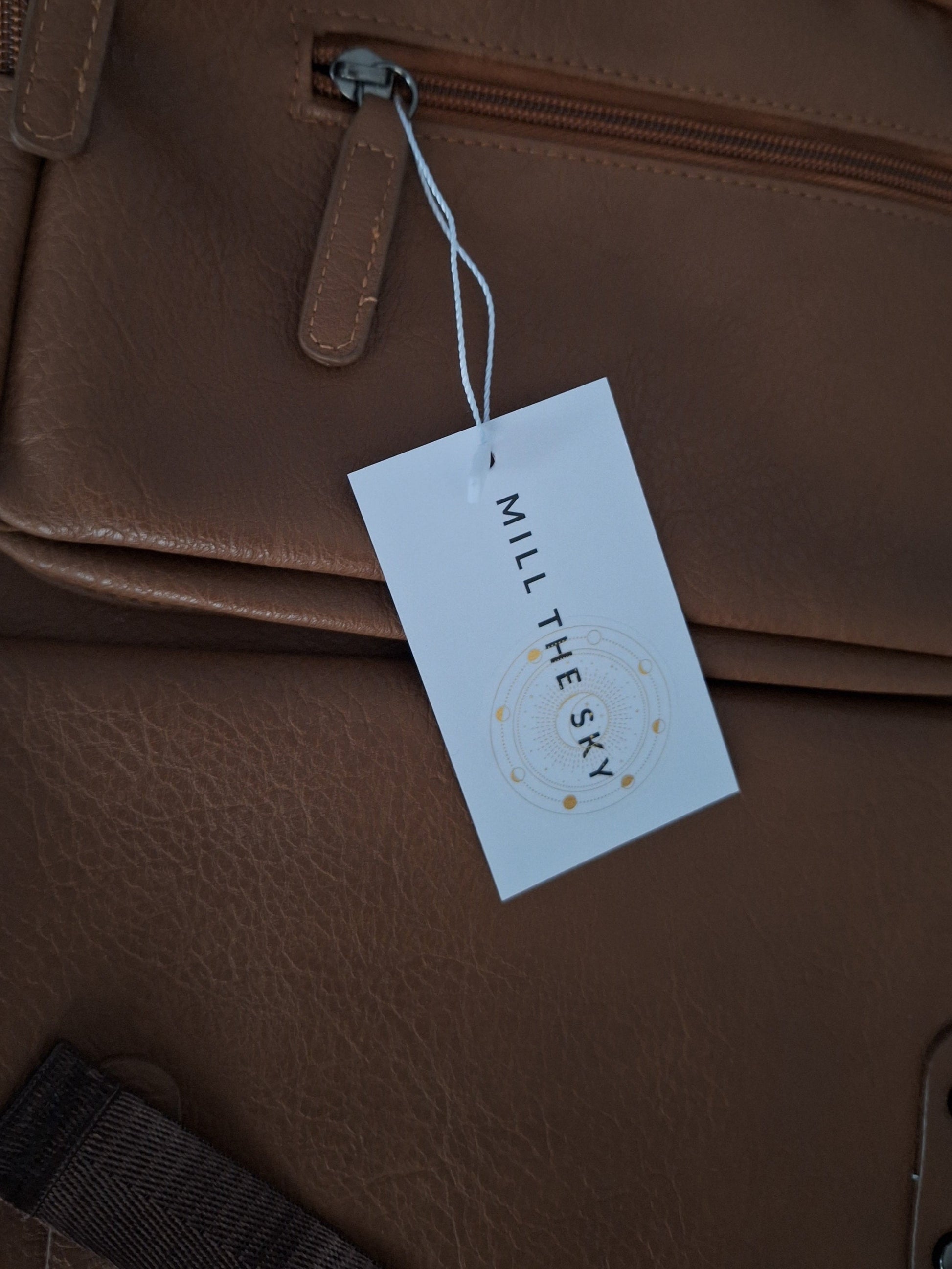 Mill The Sky: Travel-CUBE Heavy Duty Square Retro Vibe Faux Leather Backpack. TONEWASHED TAN. Handcrafted My Store