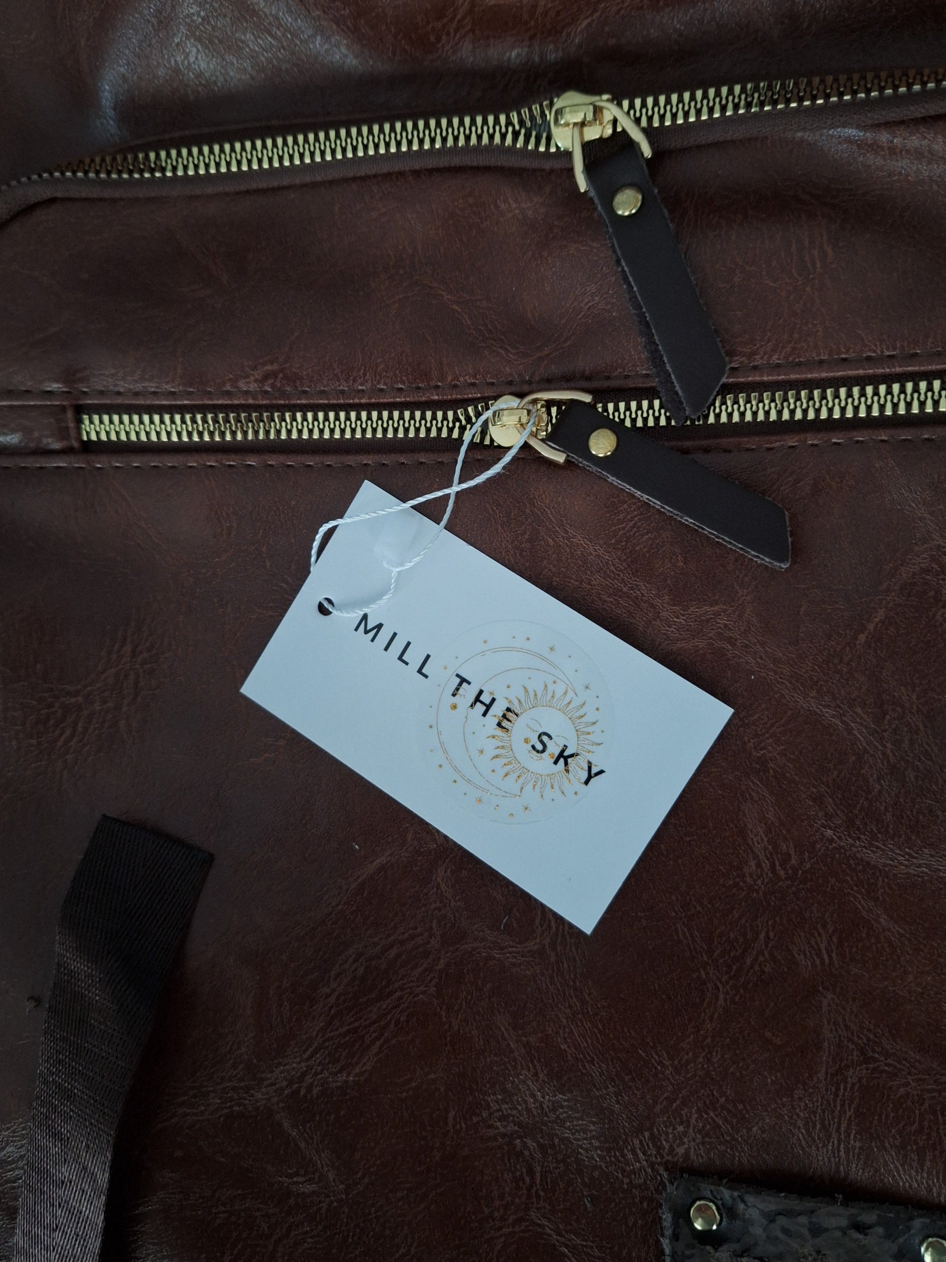Mill The Sky: Big-TALLER Large Distressed Faux Leather Hiking & Travel Backpack. MOCCA BROWN. Extra Large Tall 50cm Capacity Format My Store