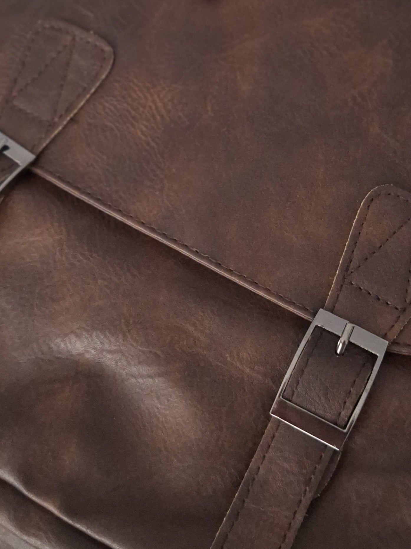 Mill The Sky: Rock-BOX Distressed Faux Leather Handcrafted Front Fold Backpack MOCCA BROWN My Store