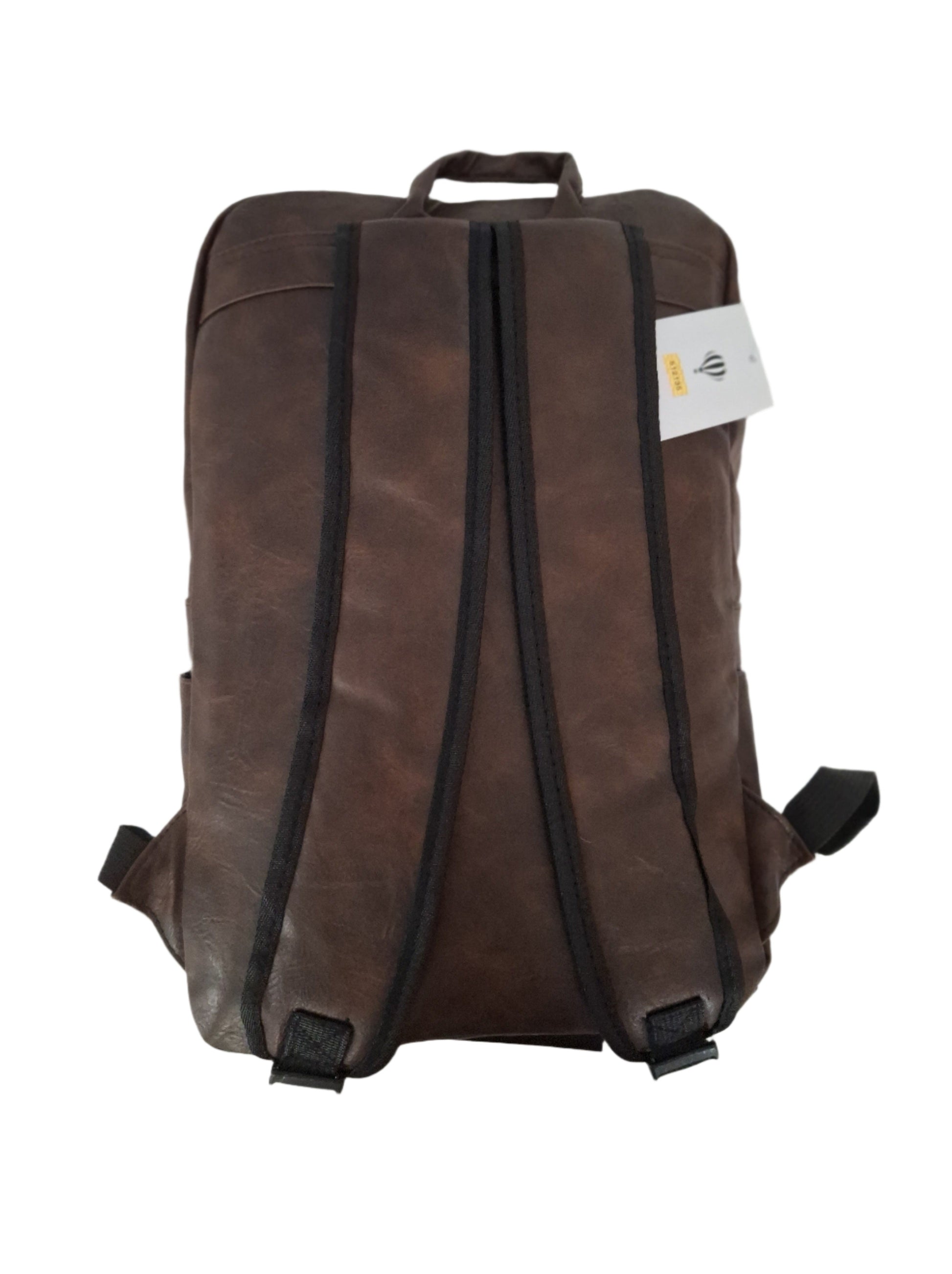 Mill The Sky: Rock-BOX Distressed Faux Leather Handcrafted Front Fold Backpack MOCCA BROWN My Store