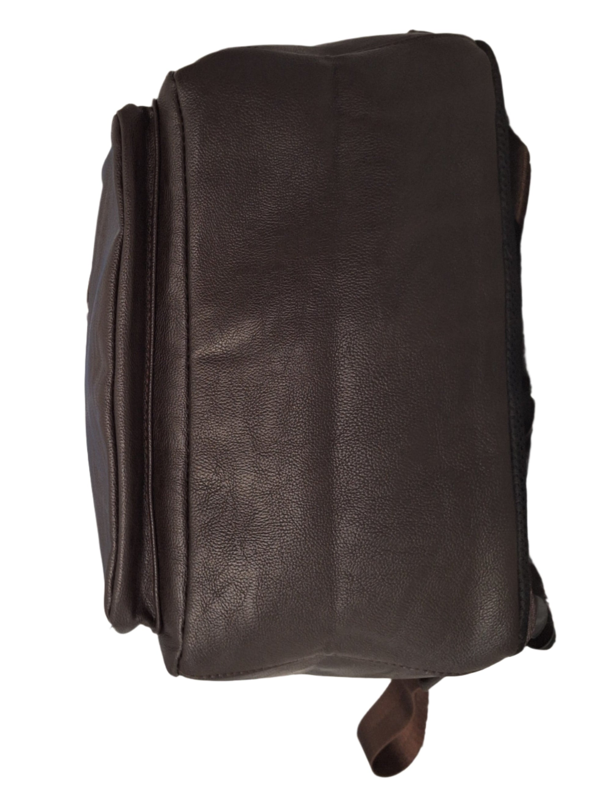 Mill The Sky: Tour-CUBE Top Holder Handcrafted Distressed Faux Leather Backpack. DARK BROWN. Rectangular Fill My Store
