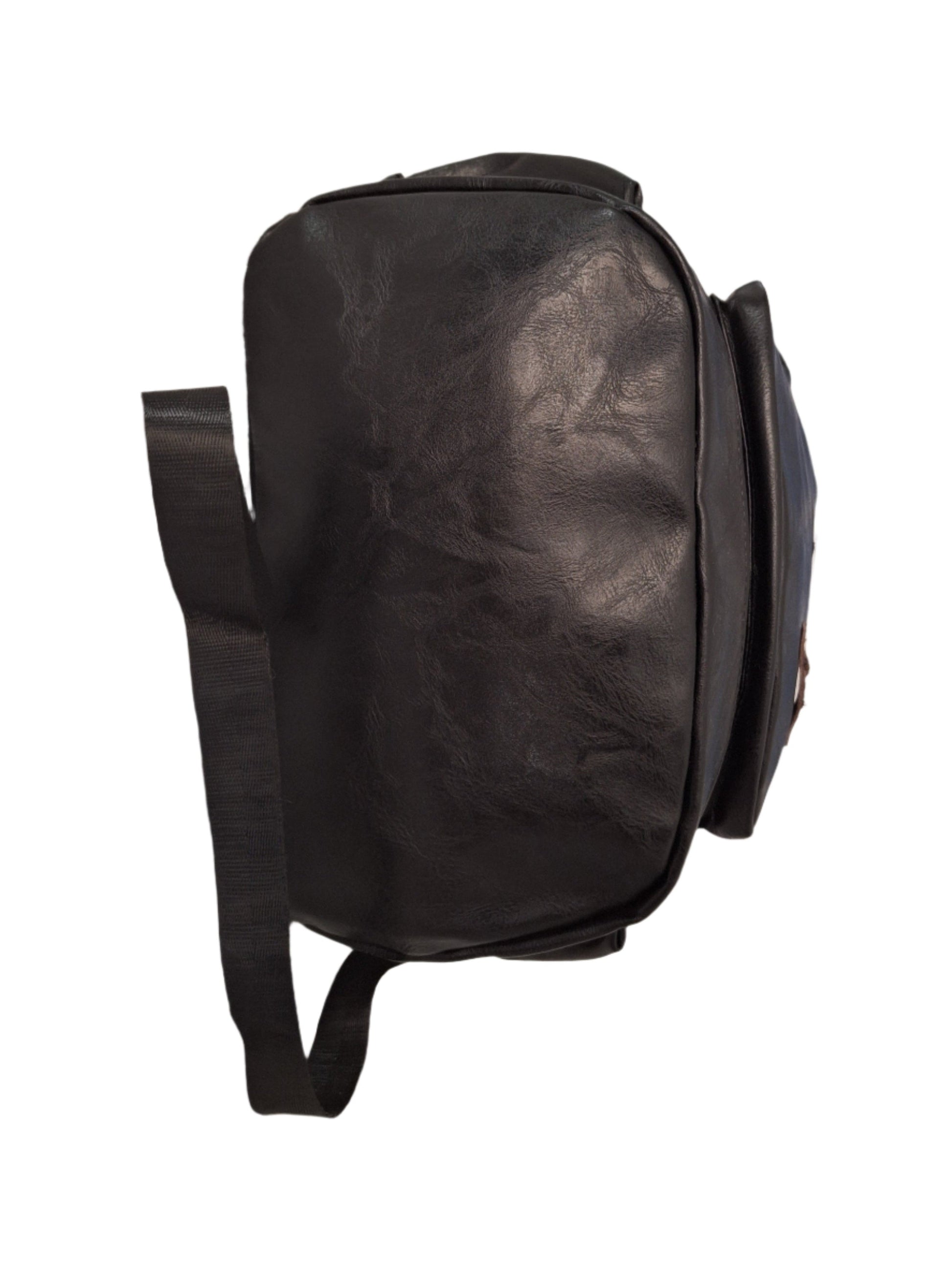 Mill The Sky: Big-TALLER Large Distressed Faux Leather Hiking & Travel Backpack. JET BLACK. Extra Large Tall 50cm Capacity Format My Store