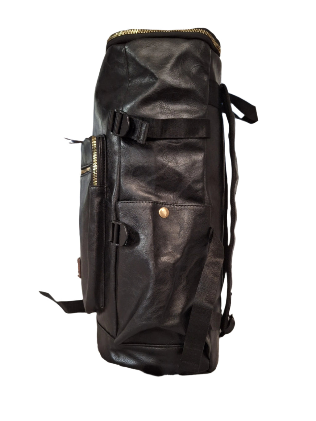 Mill The Sky: Big-TALLER Large Distressed Faux Leather Hiking & Travel Backpack. JET BLACK. Extra Large Tall 50cm Capacity Format My Store