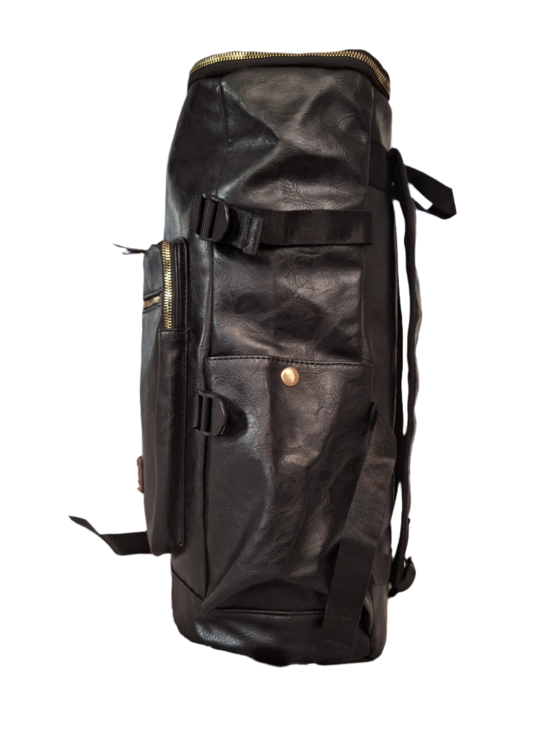 Mill The Sky: Big-TALLER Large Distressed Faux Leather Hiking & Travel Backpack. JET BLACK. Extra Large Tall 50cm Capacity Format My Store