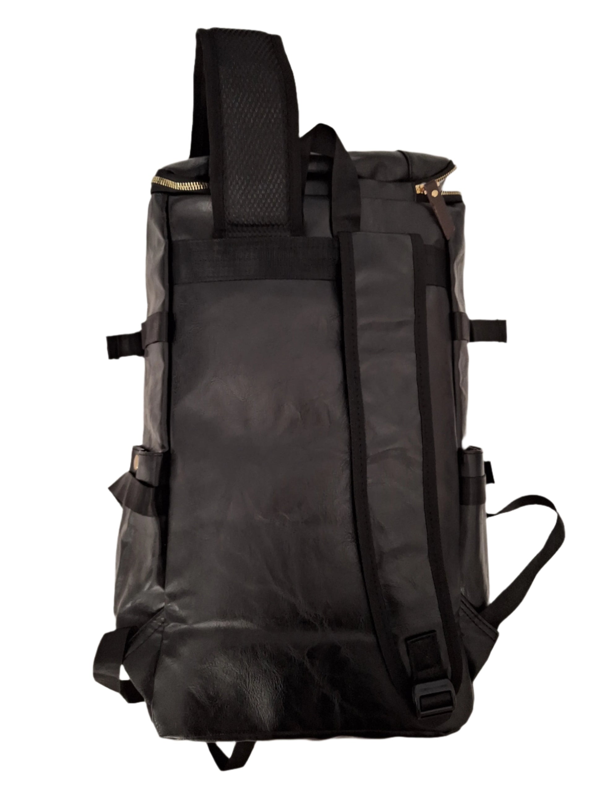 Mill The Sky: Big-TALLER Large Distressed Faux Leather Hiking & Travel Backpack. JET BLACK. Extra Large Tall 50cm Capacity Format My Store