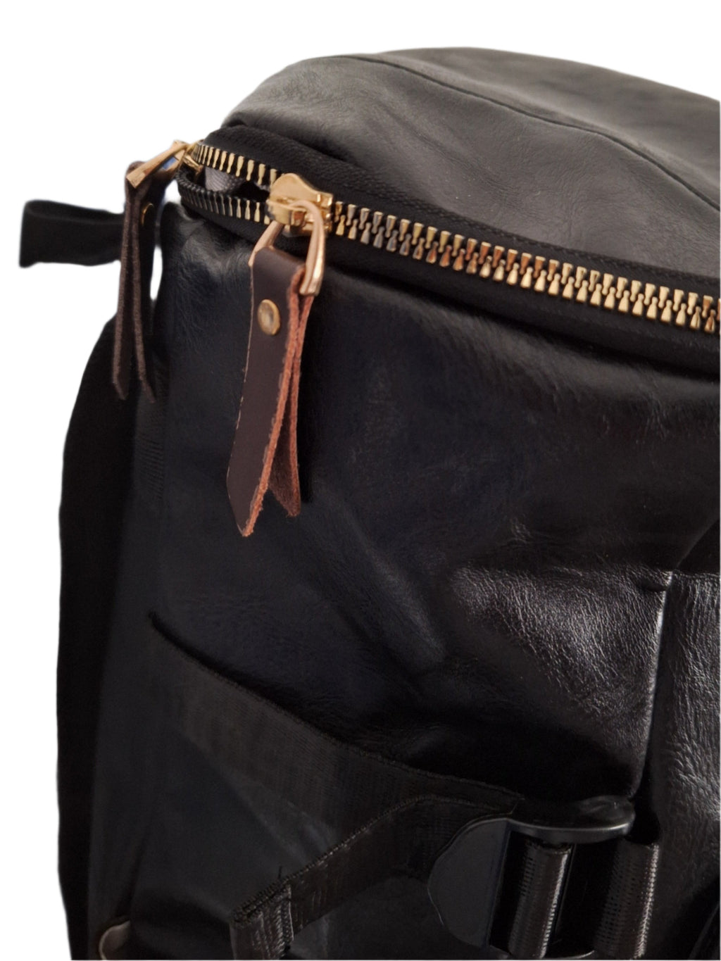 Mill The Sky: Big-TALLER Large Distressed Faux Leather Hiking & Travel Backpack. JET BLACK. Extra Large Tall 50cm Capacity Format My Store