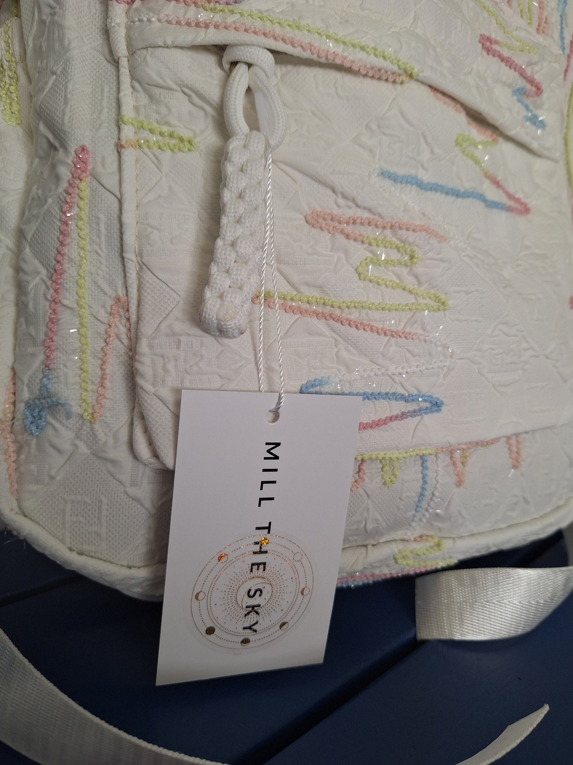 Mill The Sky: Angel-MARSHMALLOW Candy White & Rainbow Full Size Sparkle Backpack My Store
