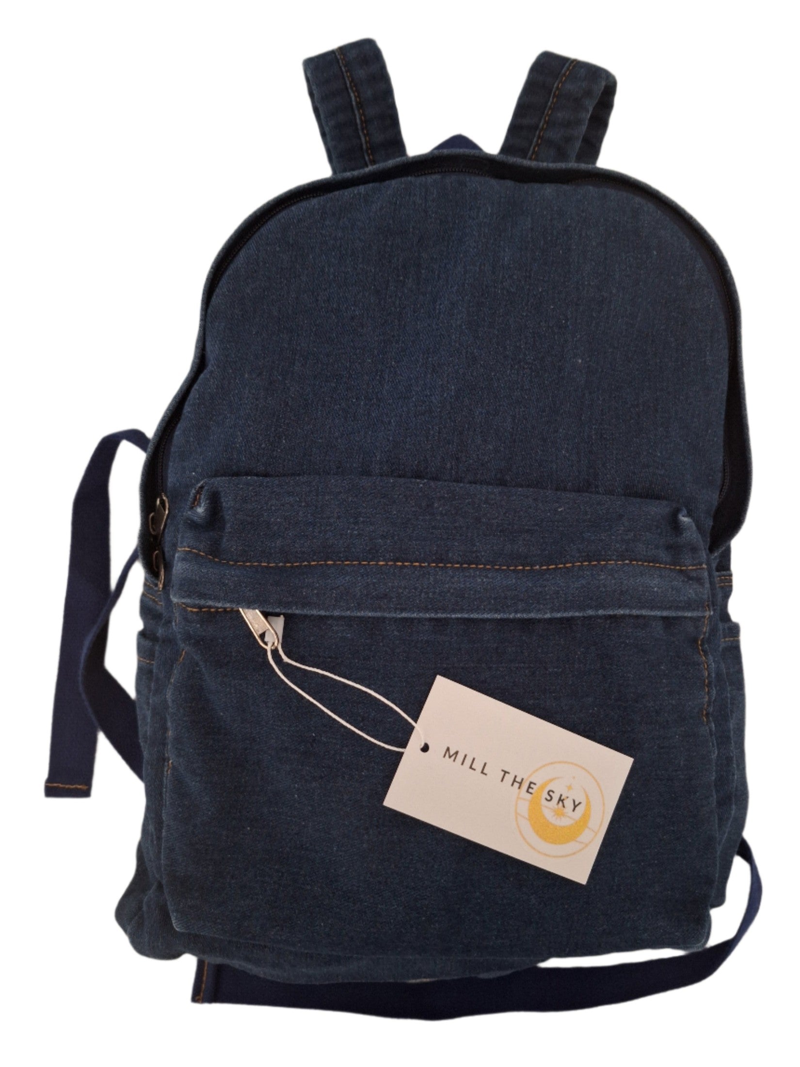 Mill The Sky: Down-TOWN Stonewashed LIGHT BLUE Denim lightweight roll-up backpack