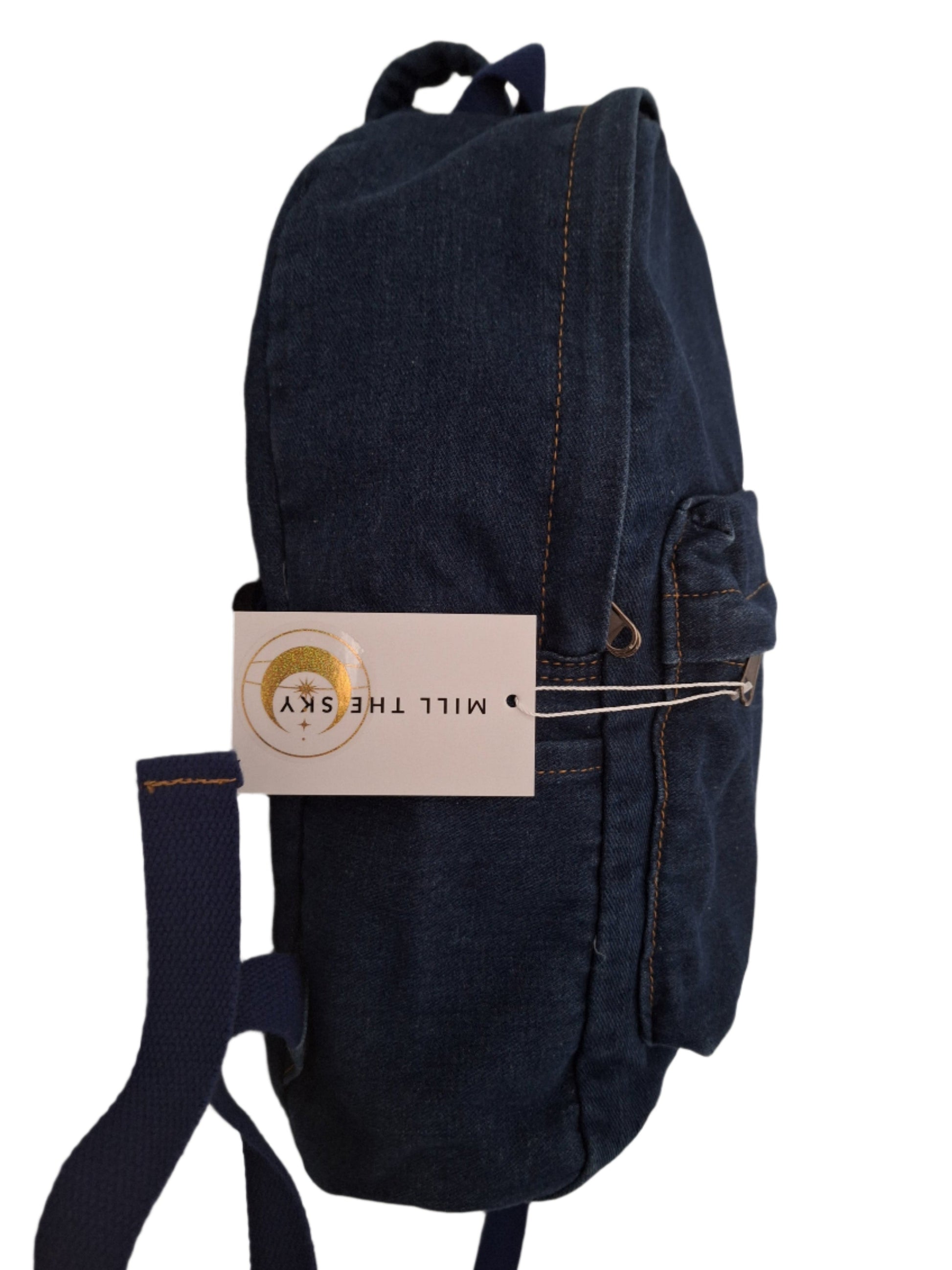 Mill The Sky: Down-TOWN Stonewashed LIGHT BLUE Denim lightweight roll-up backpack My Store