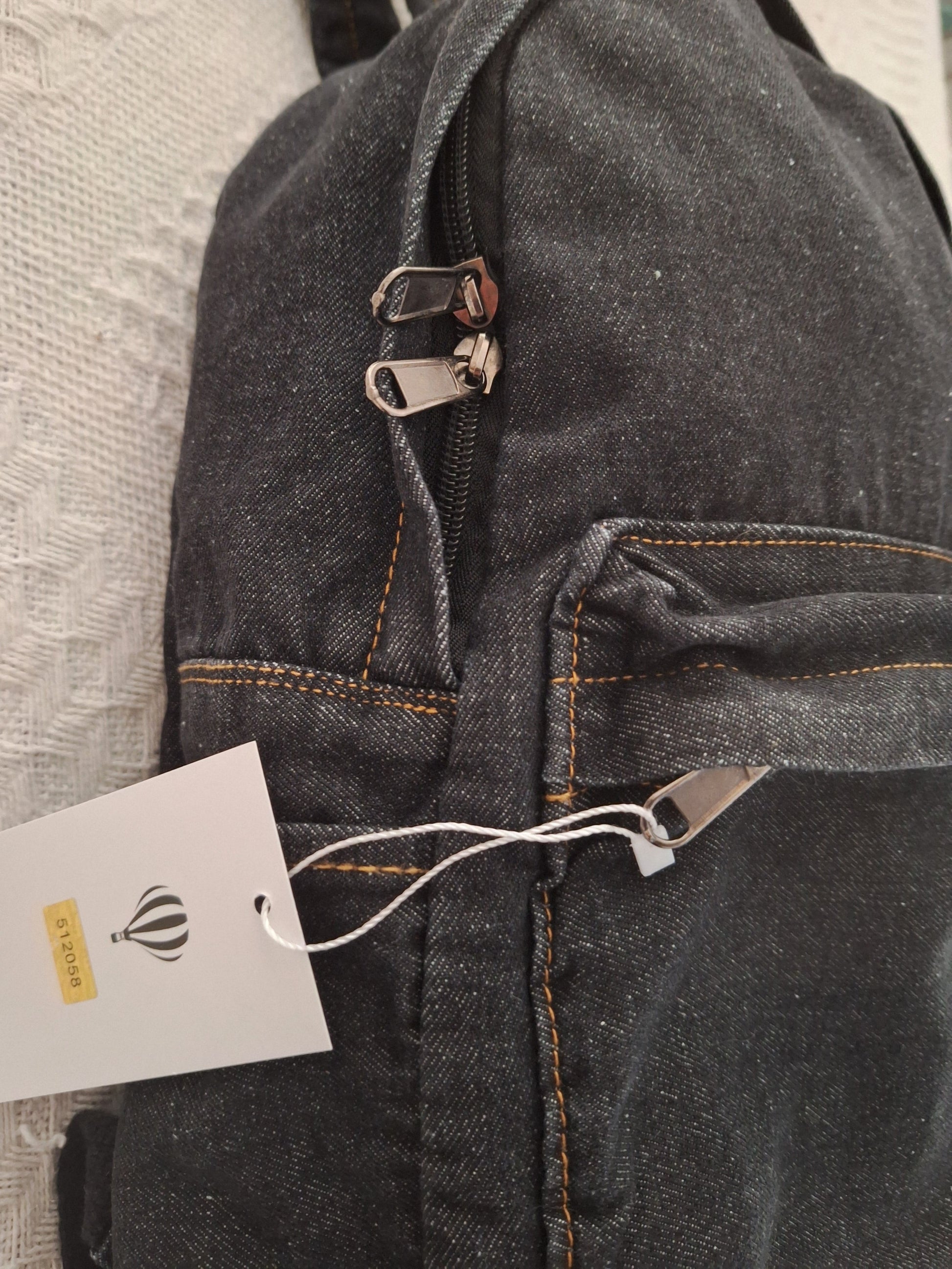 Mill The Sky: Down-TOWN Stonewashed DARK GREY Denim lightweight roll-up backpack. My Store