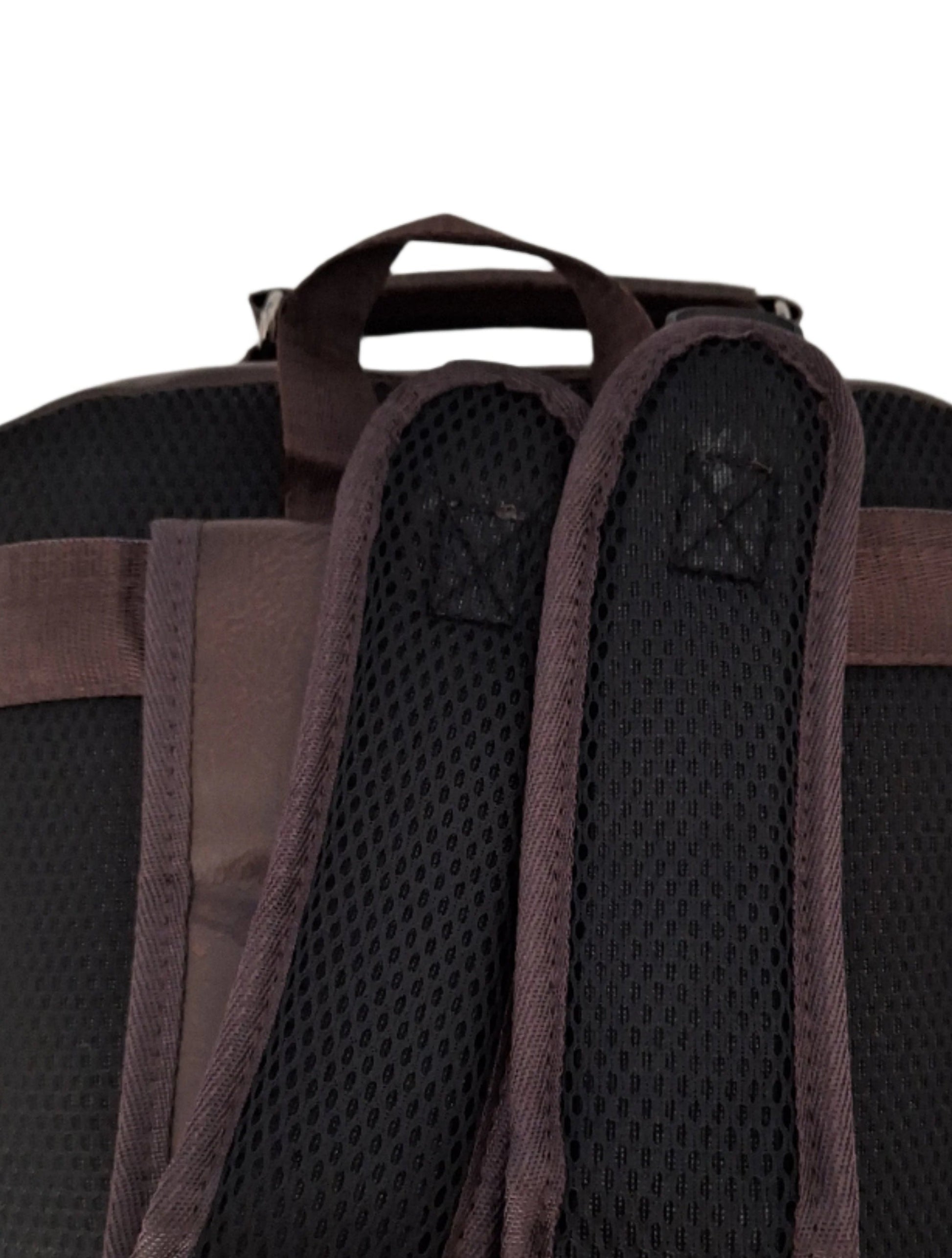 Mill The Sky: Choc-BLOC Square Distressed Faux Leather Fold & Top Hold Backpack. DARK BROWN. Heavy Duty Mesh Straps My Store