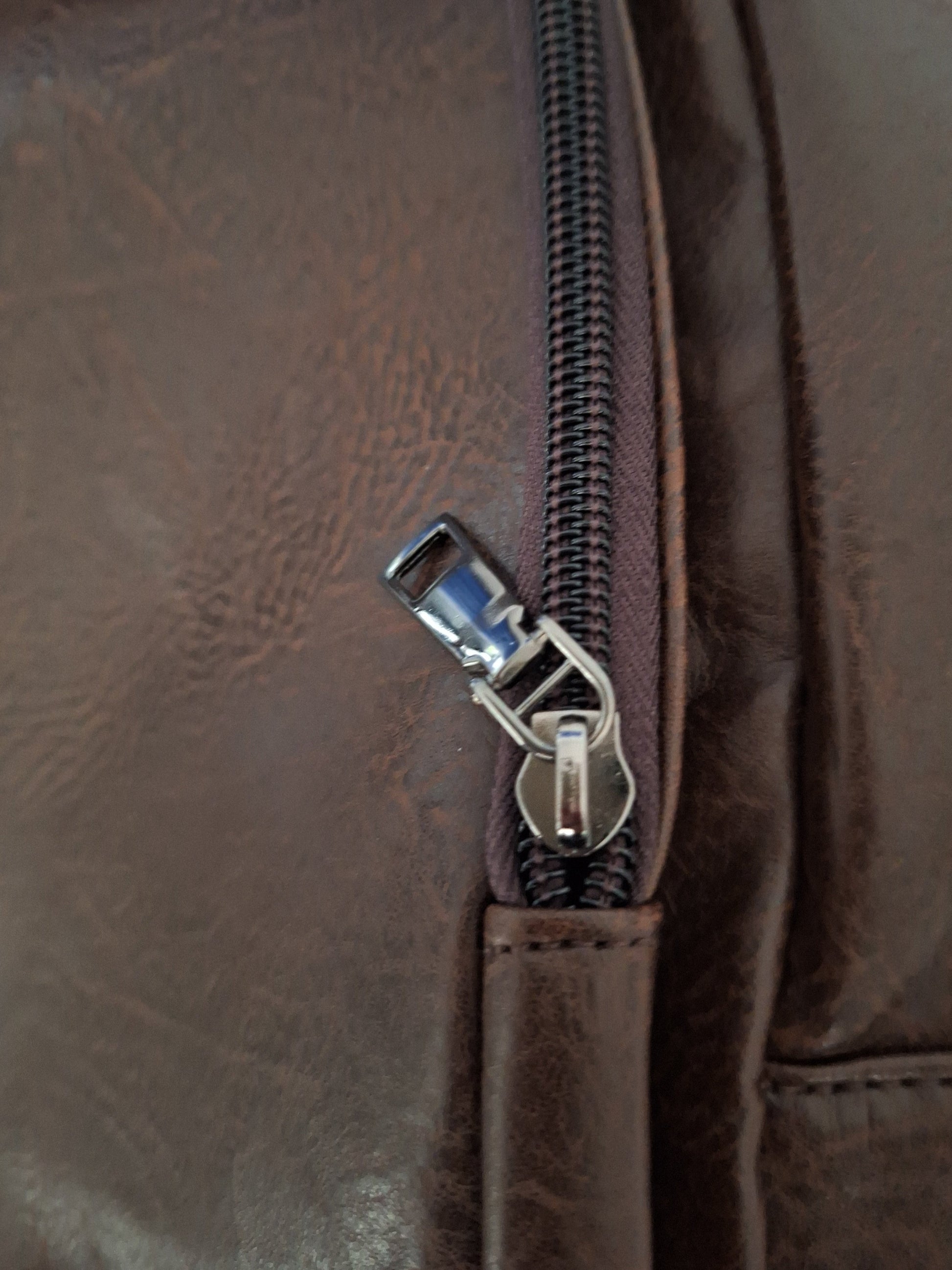 Mill The Sky: Choc-BLOC Square Distressed Faux Leather Fold & Top Hold Backpack. DARK BROWN. Heavy Duty Mesh Straps My Store