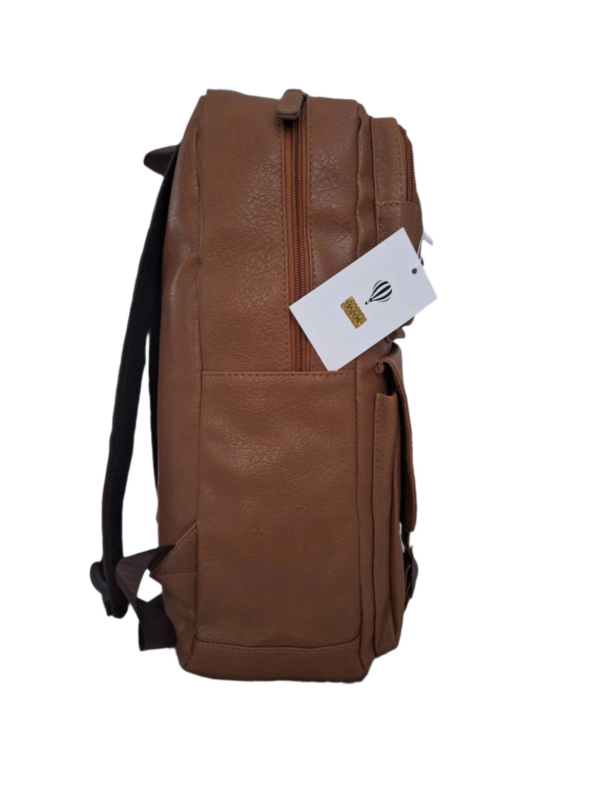 Mill The Sky: Travel-CUBE Heavy Duty Square Retro Vibe Faux Leather Backpack. TONEWASHED TAN. Handcrafted My Store