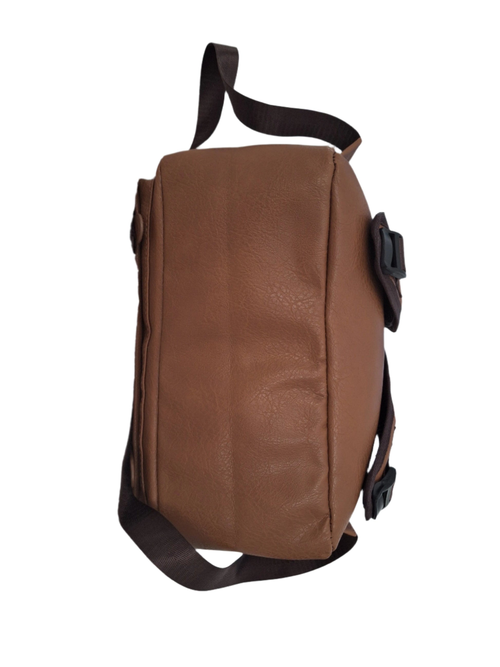 Mill The Sky: Travel-CUBE Heavy Duty Square Retro Vibe Faux Leather Backpack. TONEWASHED TAN. Handcrafted My Store