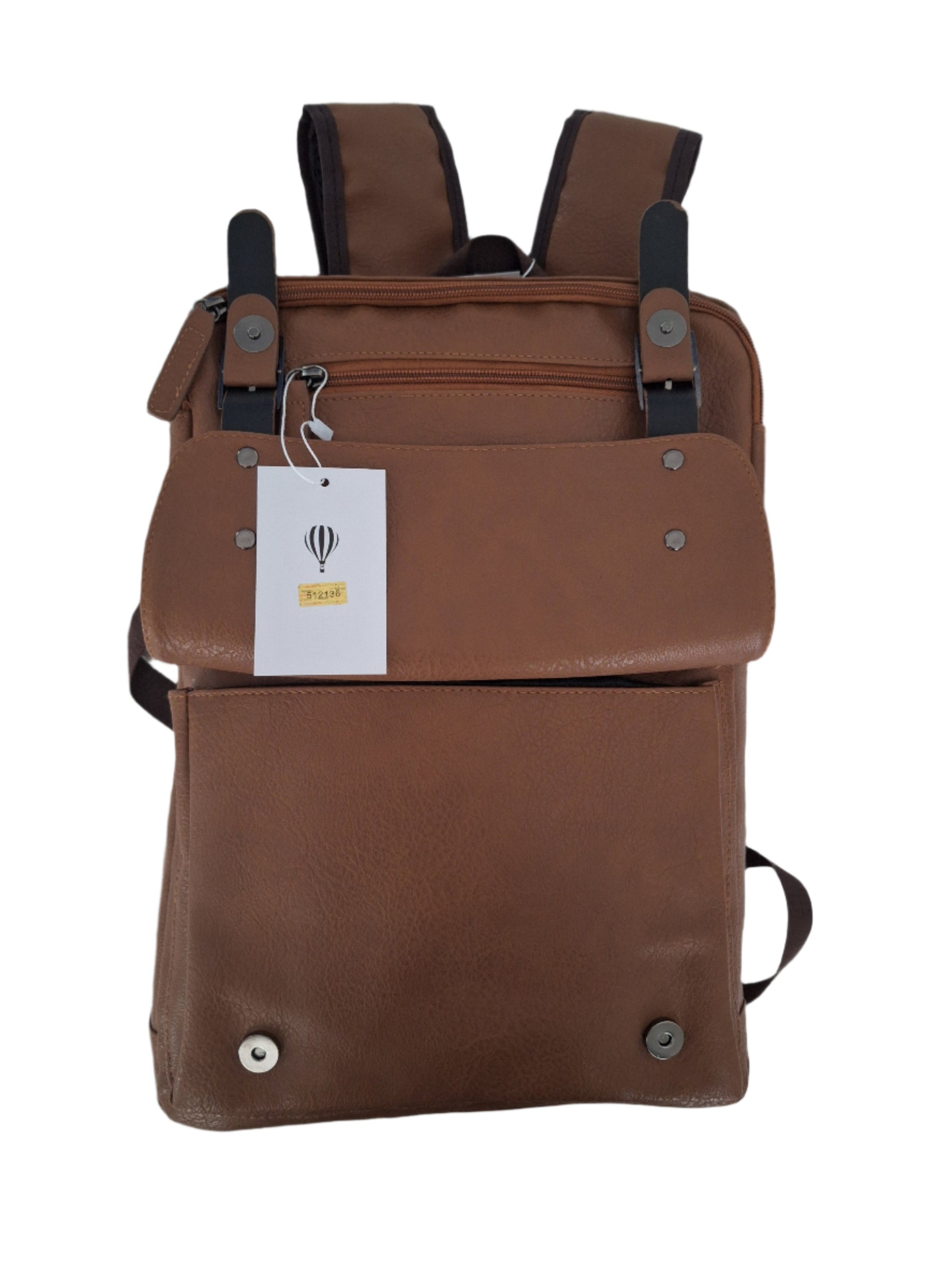 Mill The Sky: Travel-CUBE Heavy Duty Square Retro Vibe Faux Leather Backpack. TONEWASHED TAN. Handcrafted My Store