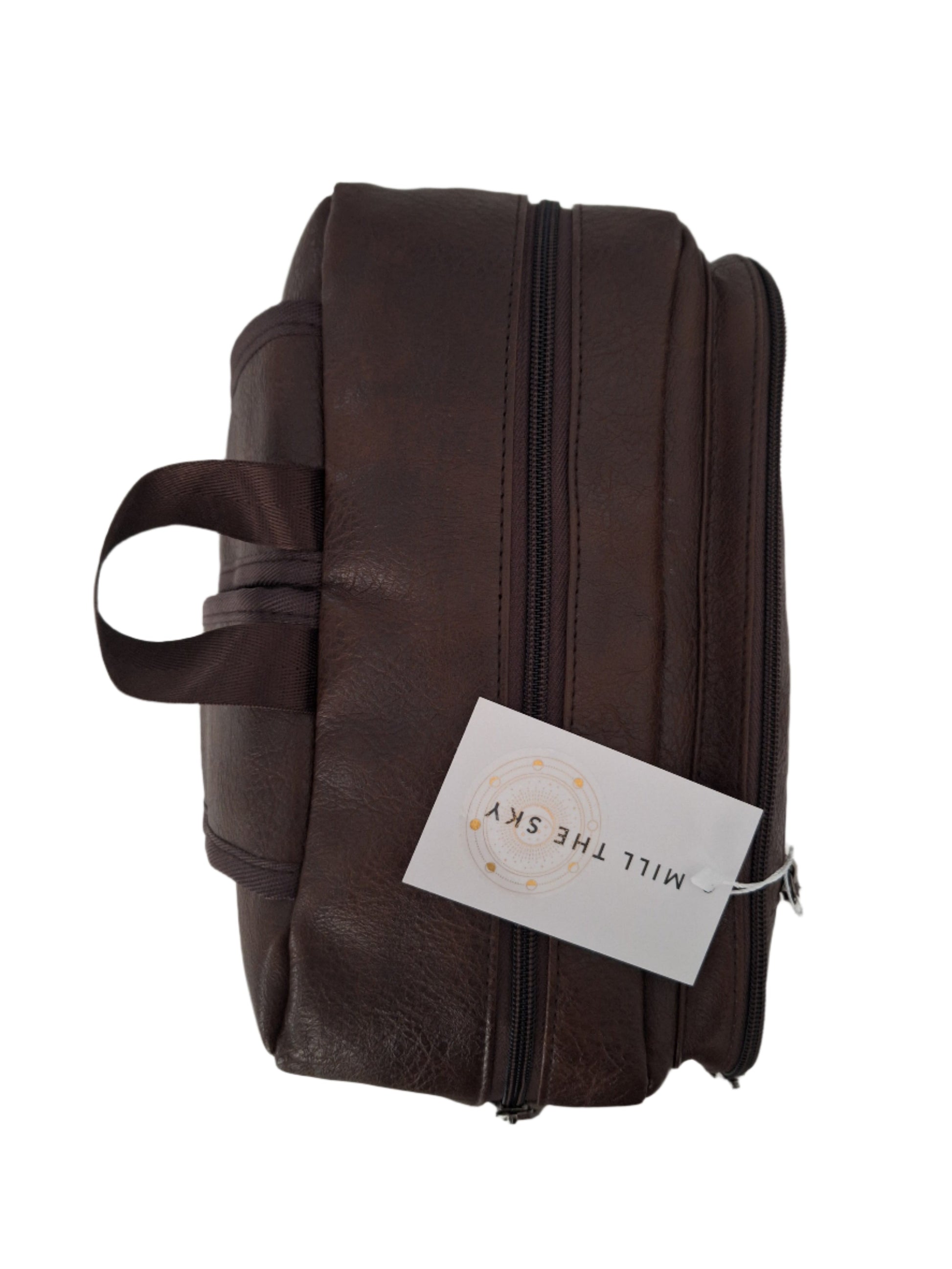Mill The Sky: Travel-CUBE Heavy Duty Square Retro Vibe Faux Leather Backpack. DARK BROWN. Handcrafted My Store