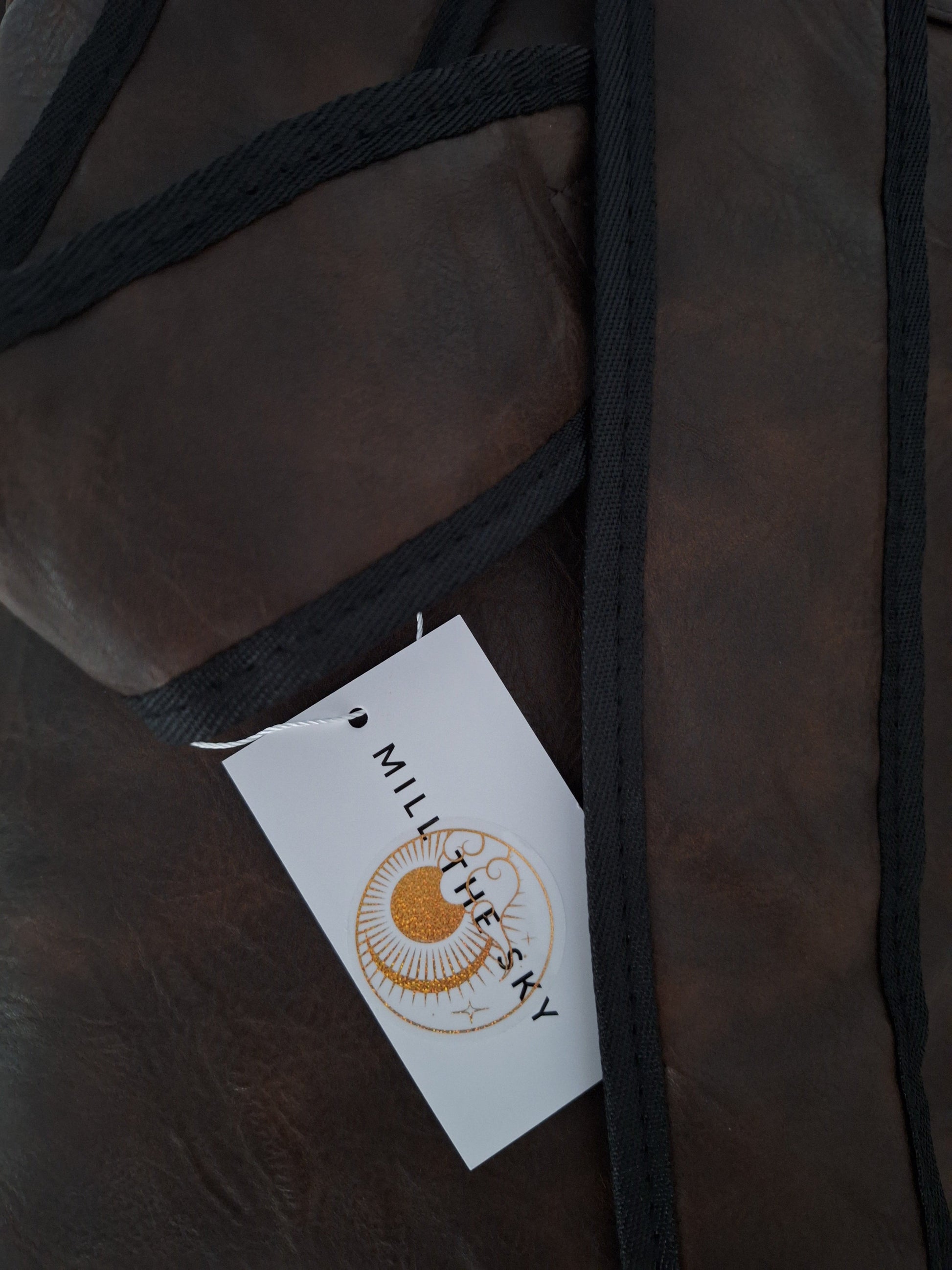 Mill The Sky: Rock-BOX Distressed Faux Leather Handcrafted Front Fold Backpack MOCCA BROWN My Store
