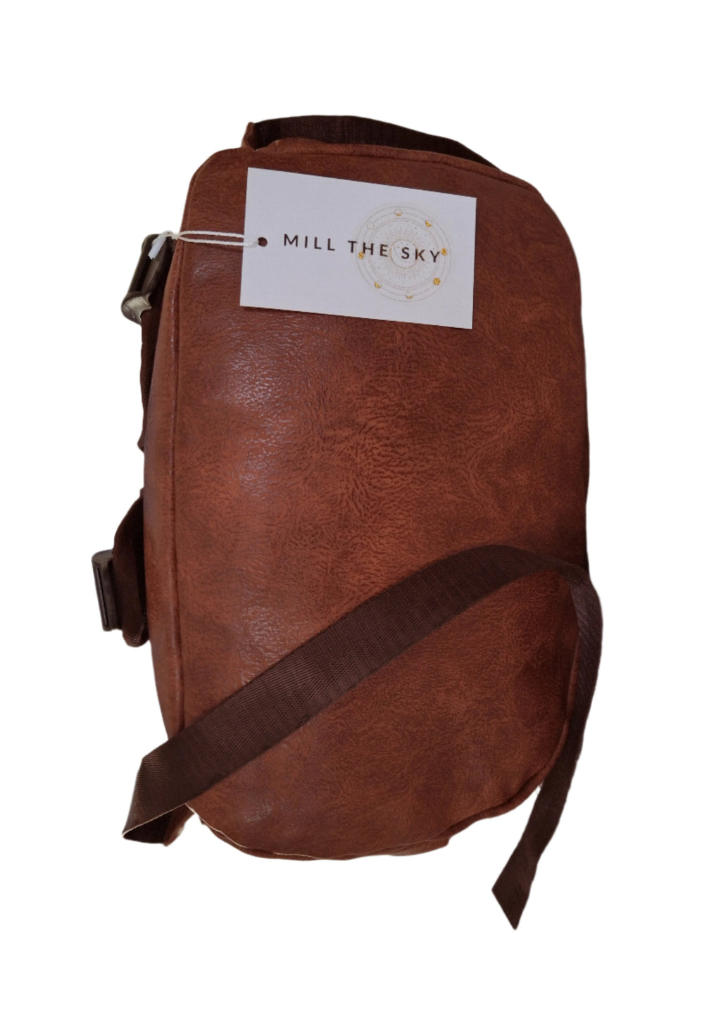 Mill The Sky: Big-TALLER Large Distressed Faux Leather Hiking & Travel Backpack. WASHED RUSTED TAN. Extra Large Tall 50cm Capacity Format Mill The Sky
