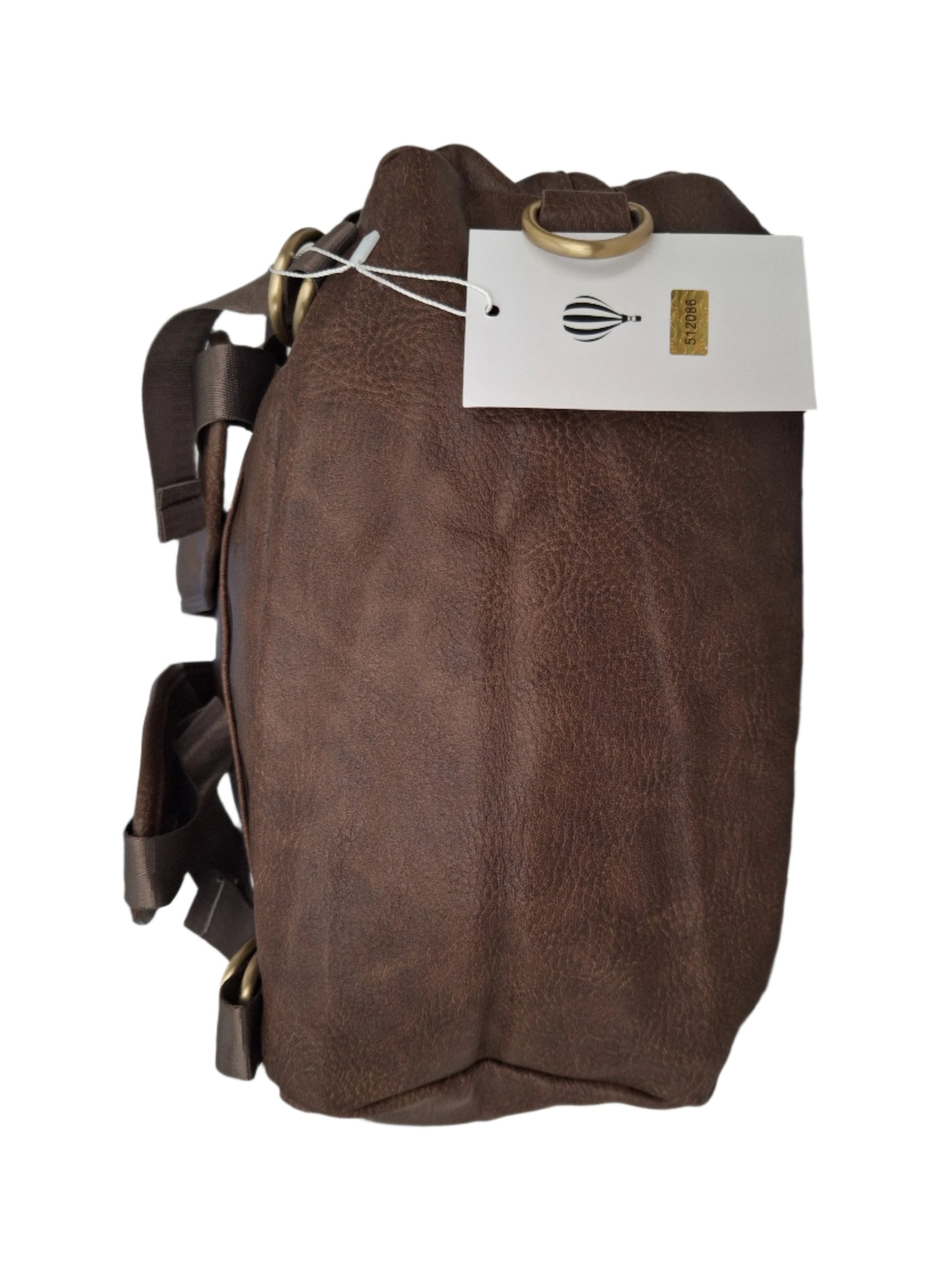 Mill The Sky: Super-MOOCH Large Rustic Tough Faux Leather World Travel Backpack. WASHED MOCCA BROWN. Distressed. Handmade. Mill The Sky