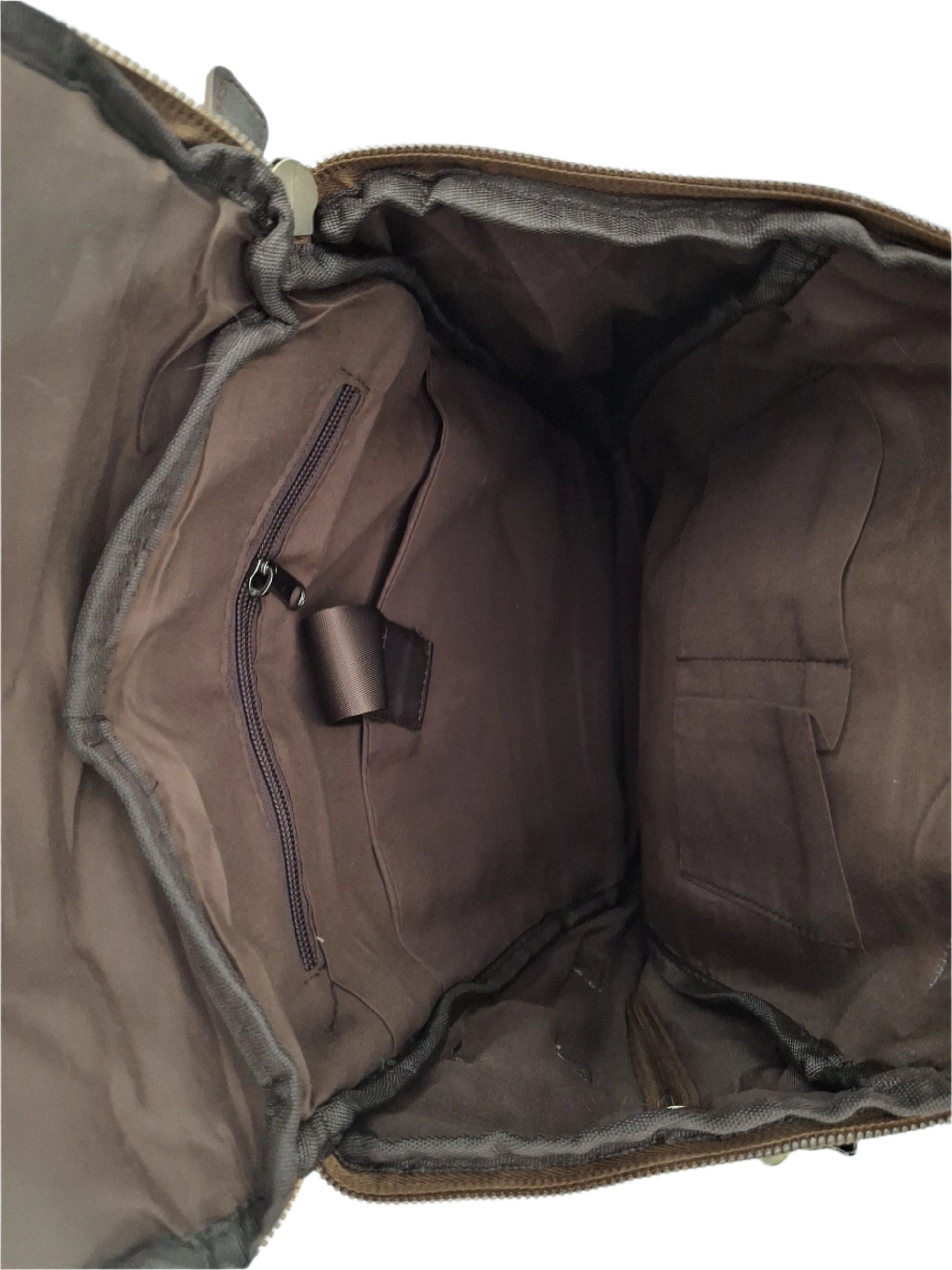 Mill The Sky: Super-MOOCH Large Rustic Tough Faux Leather World Travel Backpack. WASHED MOCCA BROWN. Distressed. Handmade. Mill The Sky