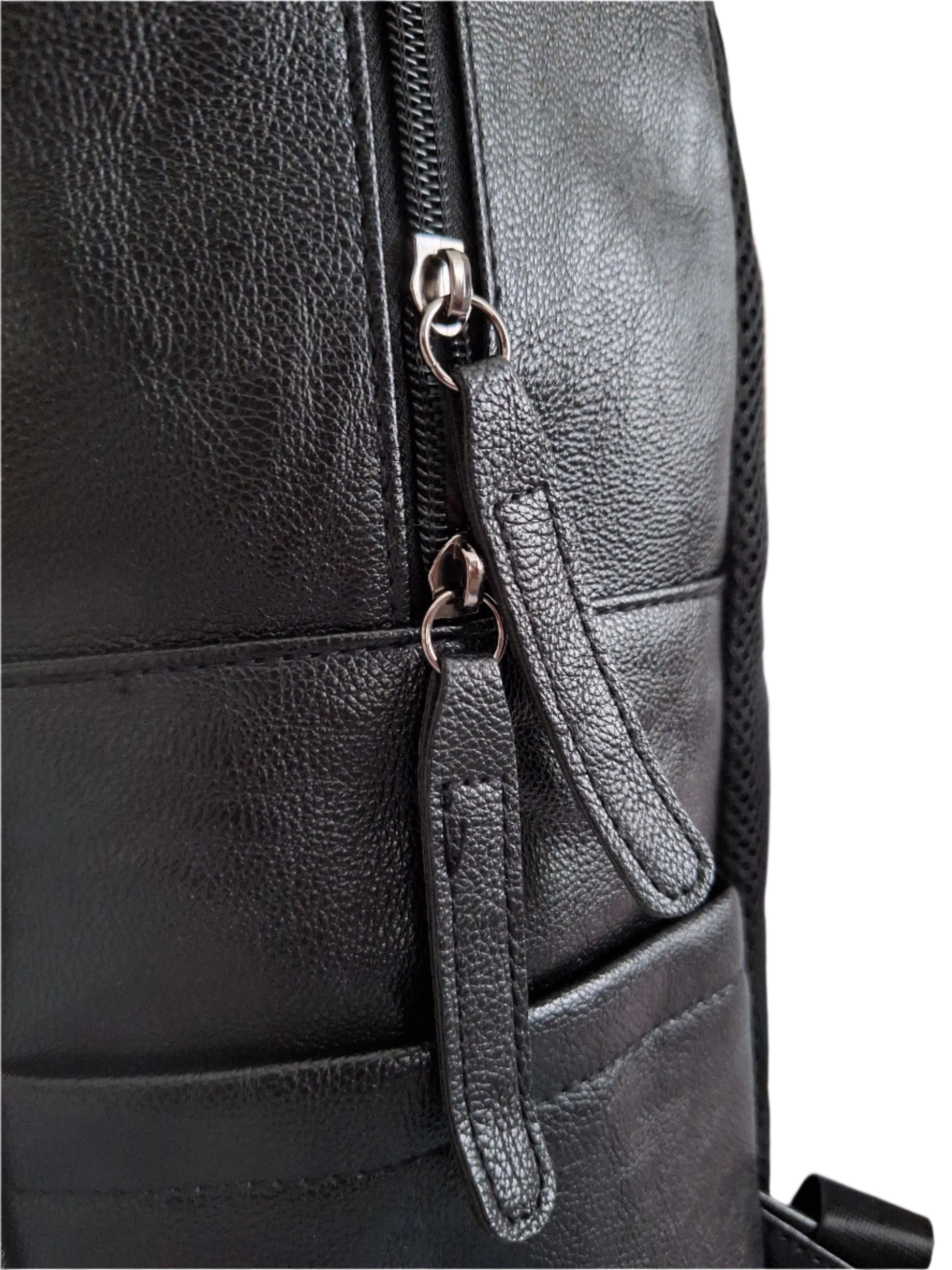 Mill The Sky: Tour-CUBE Top Holder Handcrafted Distressed Faux Leather Backpack. JET BLACK. Rectangular Fill. Mill The Sky