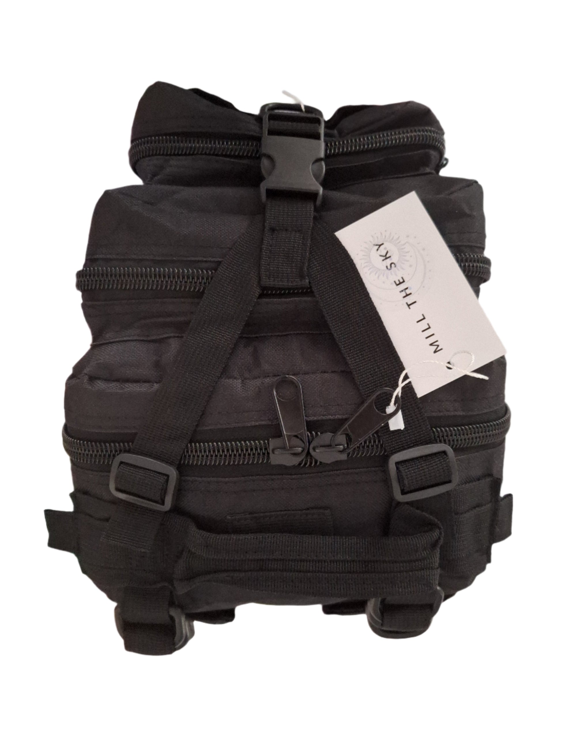 Mill The Sky: Go-TREKmini Heavy Duty Mult-Storage Adjustable Fit Hiking Backpack. JET BLACK Mill The Sky