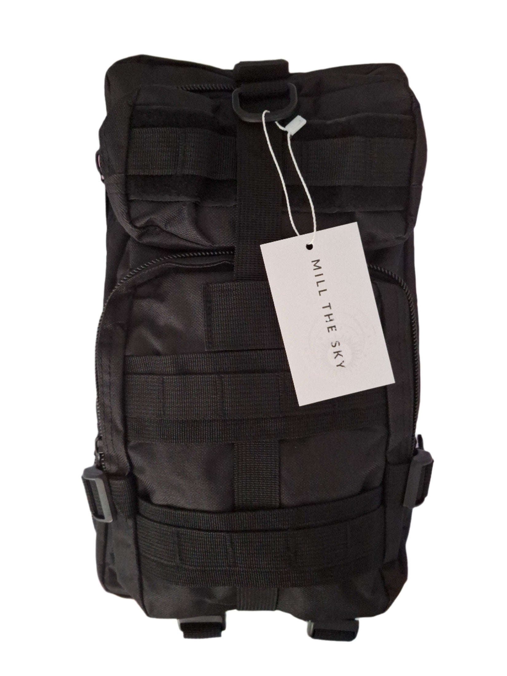 Mill The Sky: Go-TREKmini Heavy Duty Mult-Storage Adjustable Fit Hiking Backpack. JET BLACK Mill The Sky