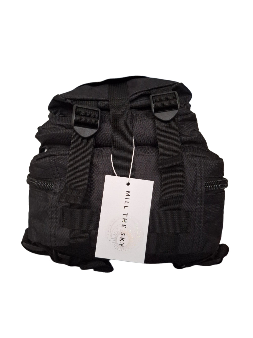 Mill The Sky: Go-TREKmini Heavy Duty Mult-Storage Adjustable Fit Hiking Backpack. JET BLACK Mill The Sky