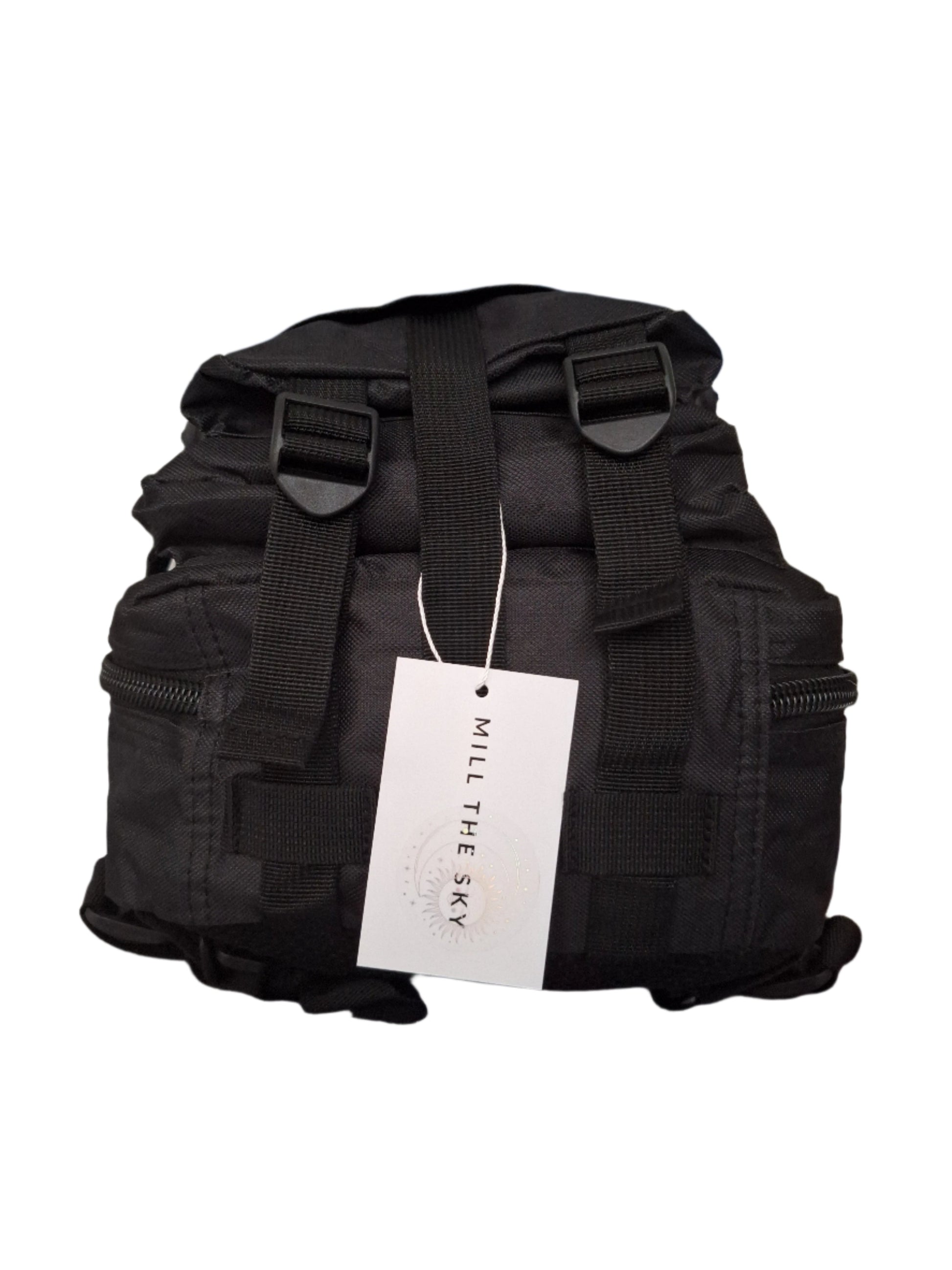 Mill The Sky: Go-TREKmini Heavy Duty Mult-Storage Adjustable Fit Hiking Backpack. JET BLACK Mill The Sky