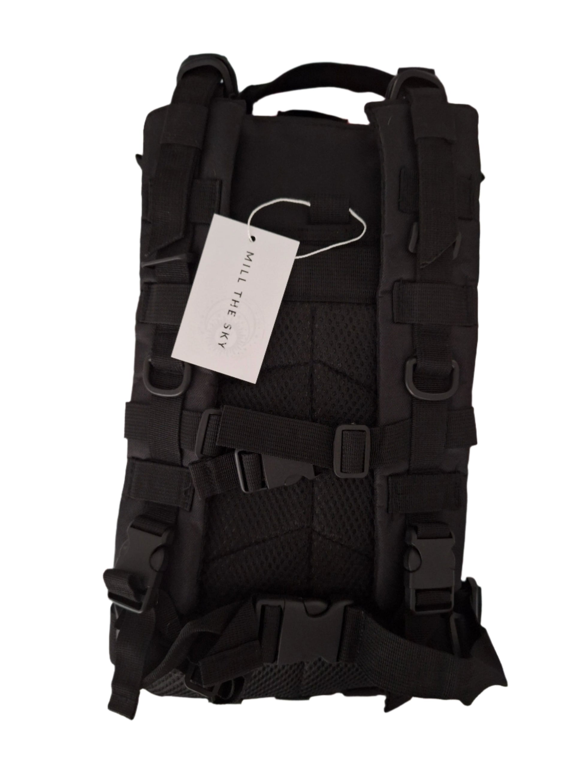 Mill The Sky: Go-TREKmini Heavy Duty Mult-Storage Adjustable Fit Hiking Backpack. JET BLACK Mill The Sky