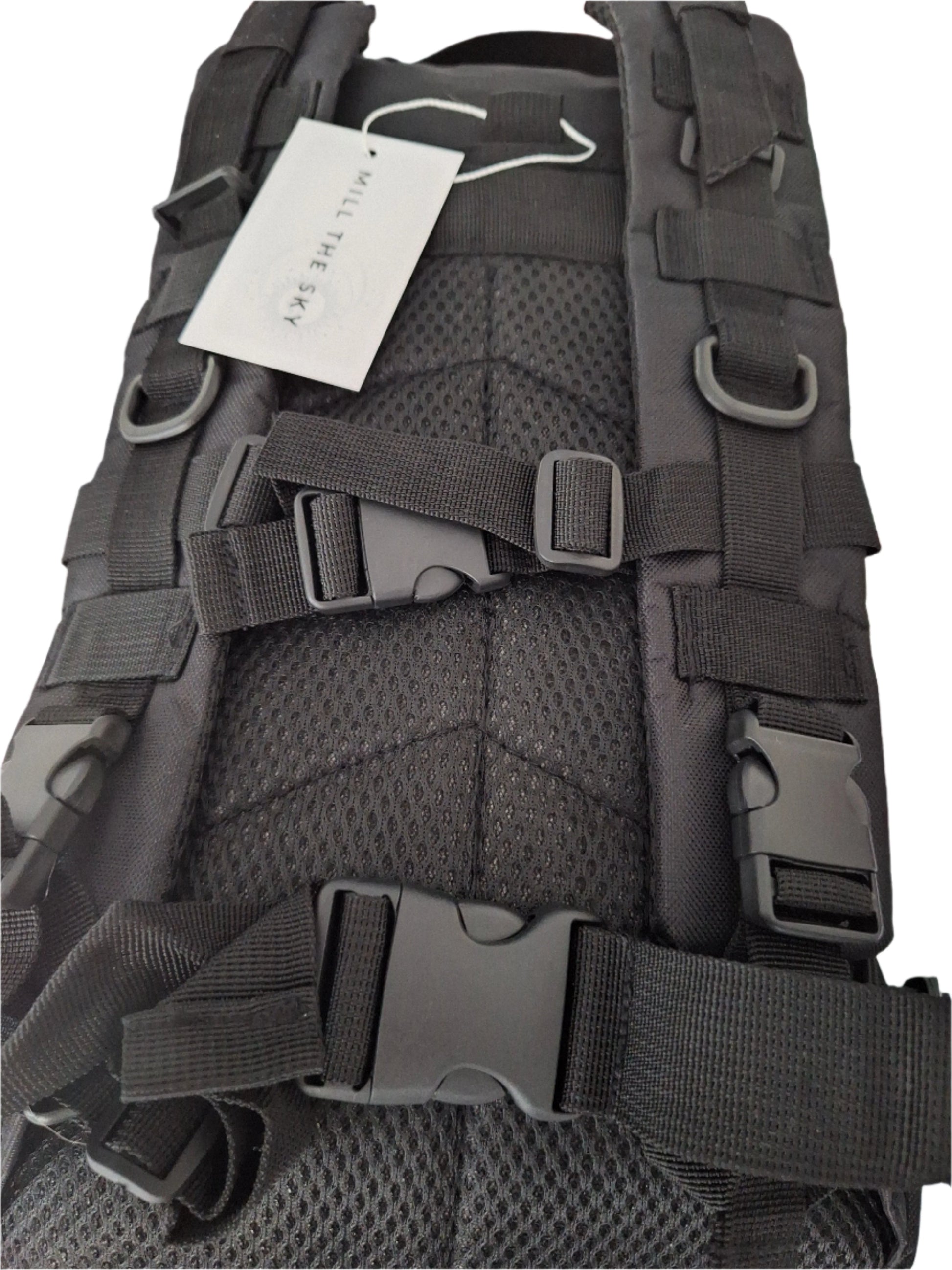 Mill The Sky: Go-TREKmini Heavy Duty Mult-Storage Adjustable Fit Hiking Backpack. JET BLACK Mill The Sky