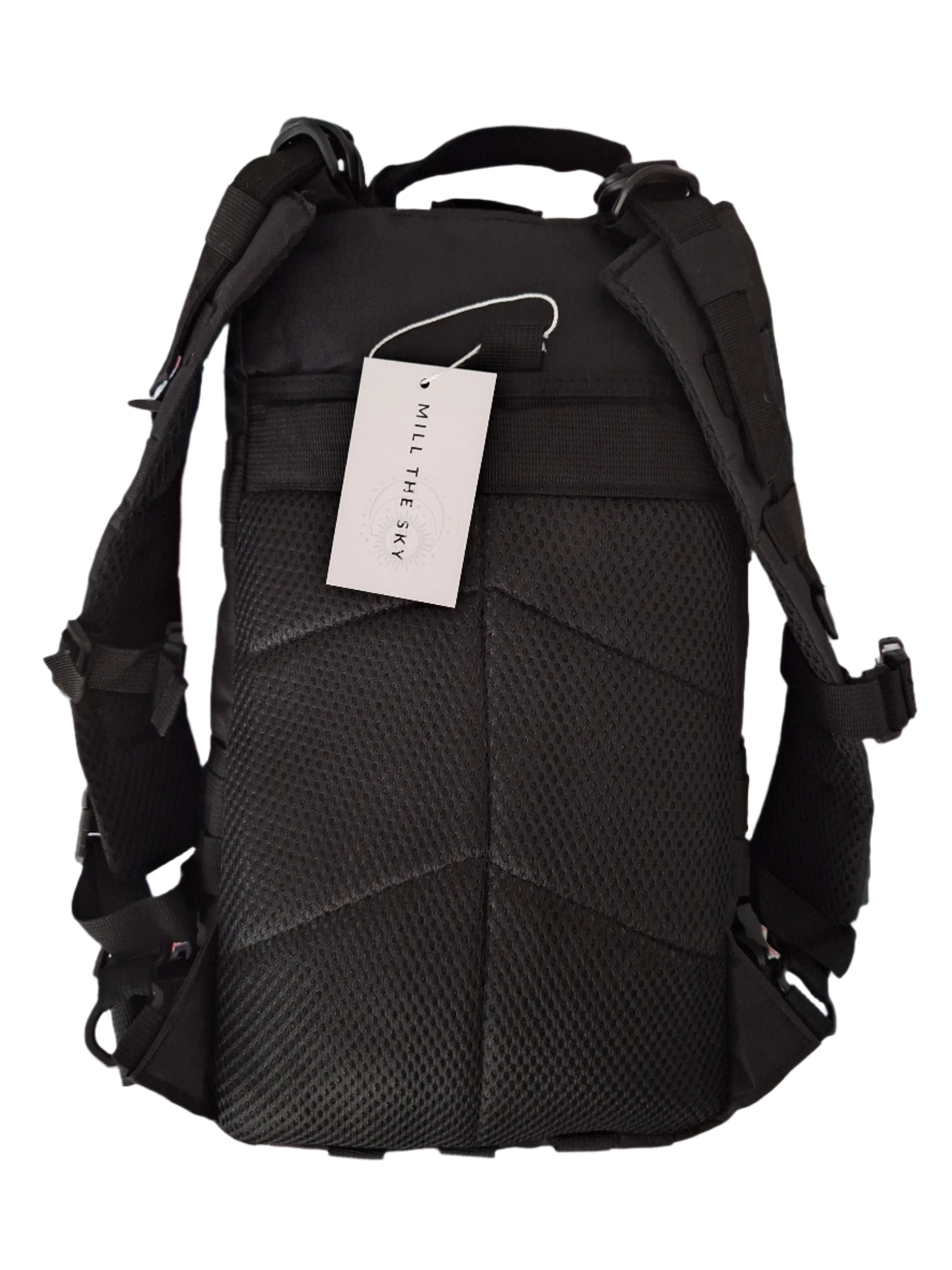 Mill The Sky: Go-TREKmini Heavy Duty Mult-Storage Adjustable Fit Hiking Backpack. JET BLACK Mill The Sky