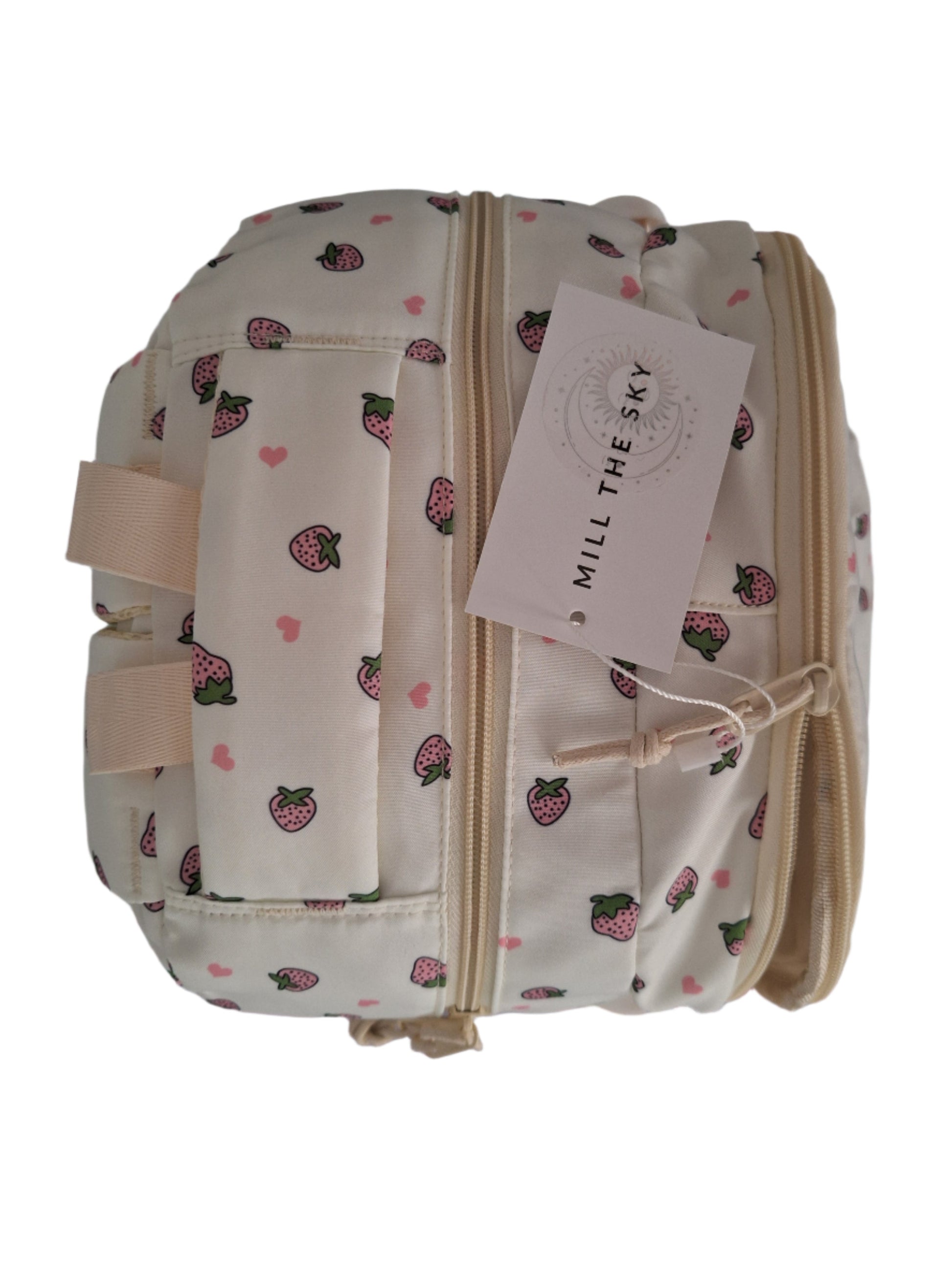 Mill The Sky: Fred-BERRY Stylish Strawberry Print Two-Pouch Casual Day Backpack Mill The Sky