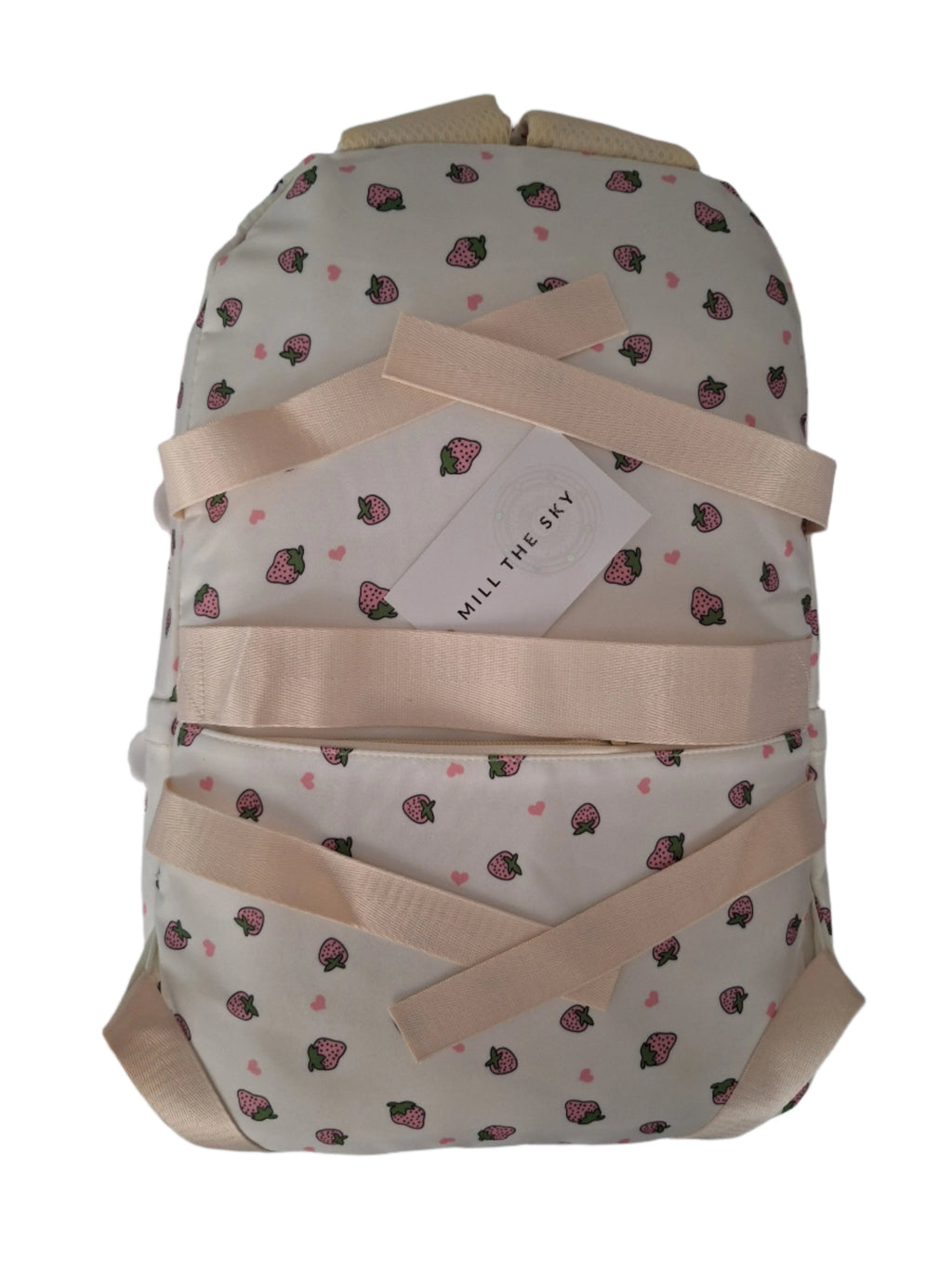Mill The Sky: Fred-BERRY Stylish Strawberry Print Two-Pouch Casual Day Backpack Mill The Sky
