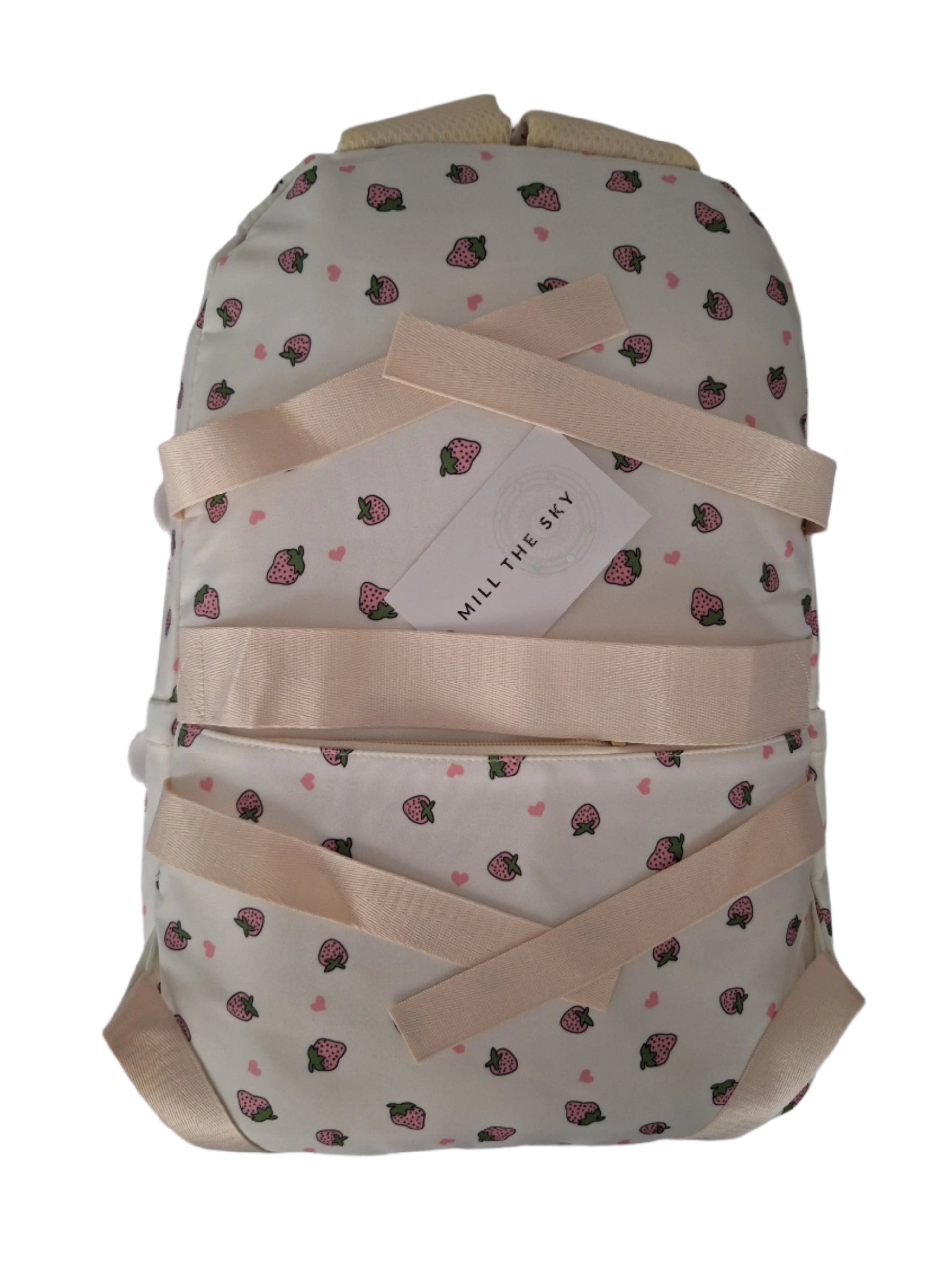 Mill The Sky: Fred-BERRY Stylish Strawberry Print Two-Pouch Casual Day Backpack Mill The Sky