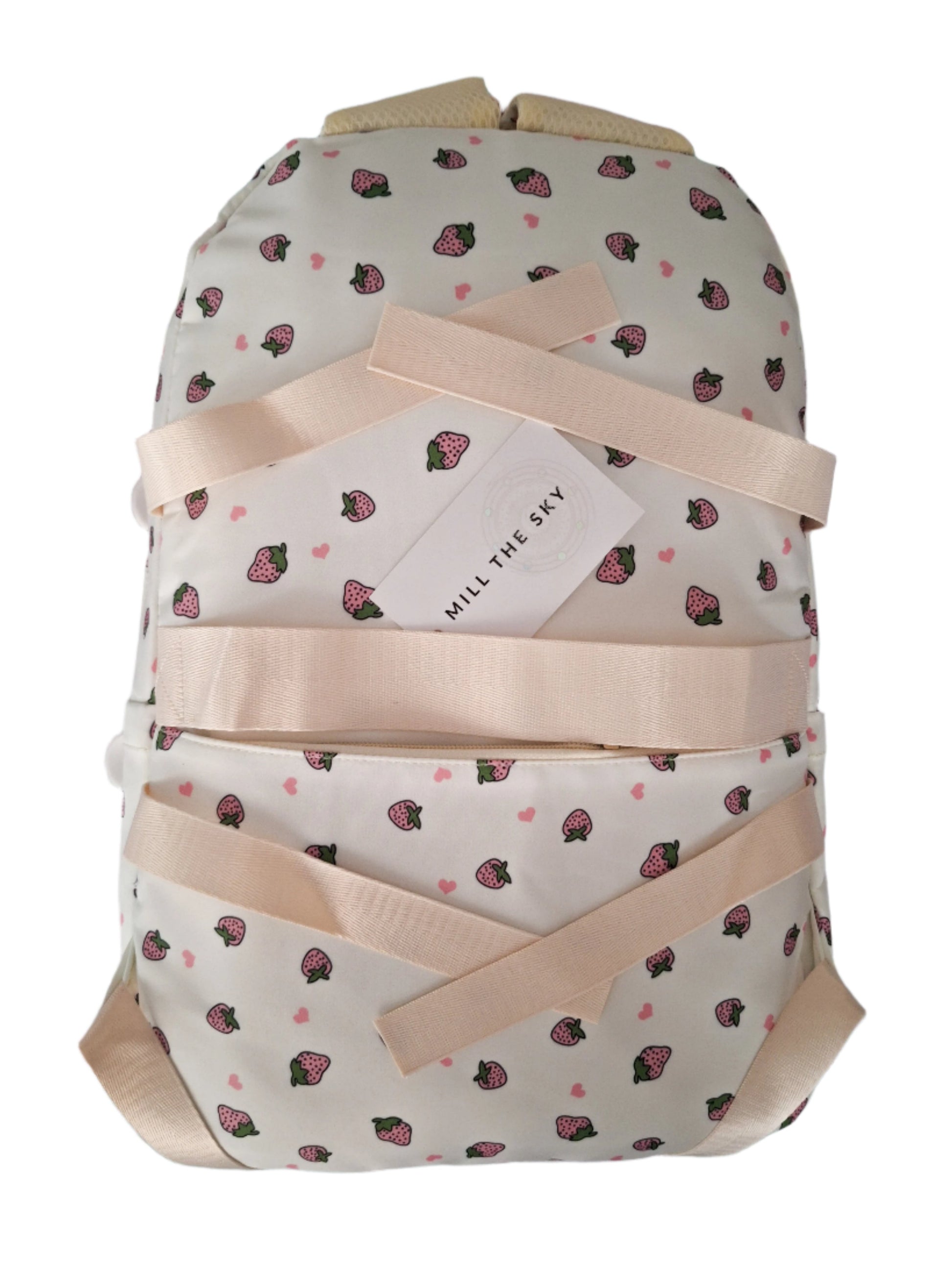 Mill The Sky: Fred-BERRY Stylish Strawberry Print Two-Pouch Casual Day Backpack Mill The Sky