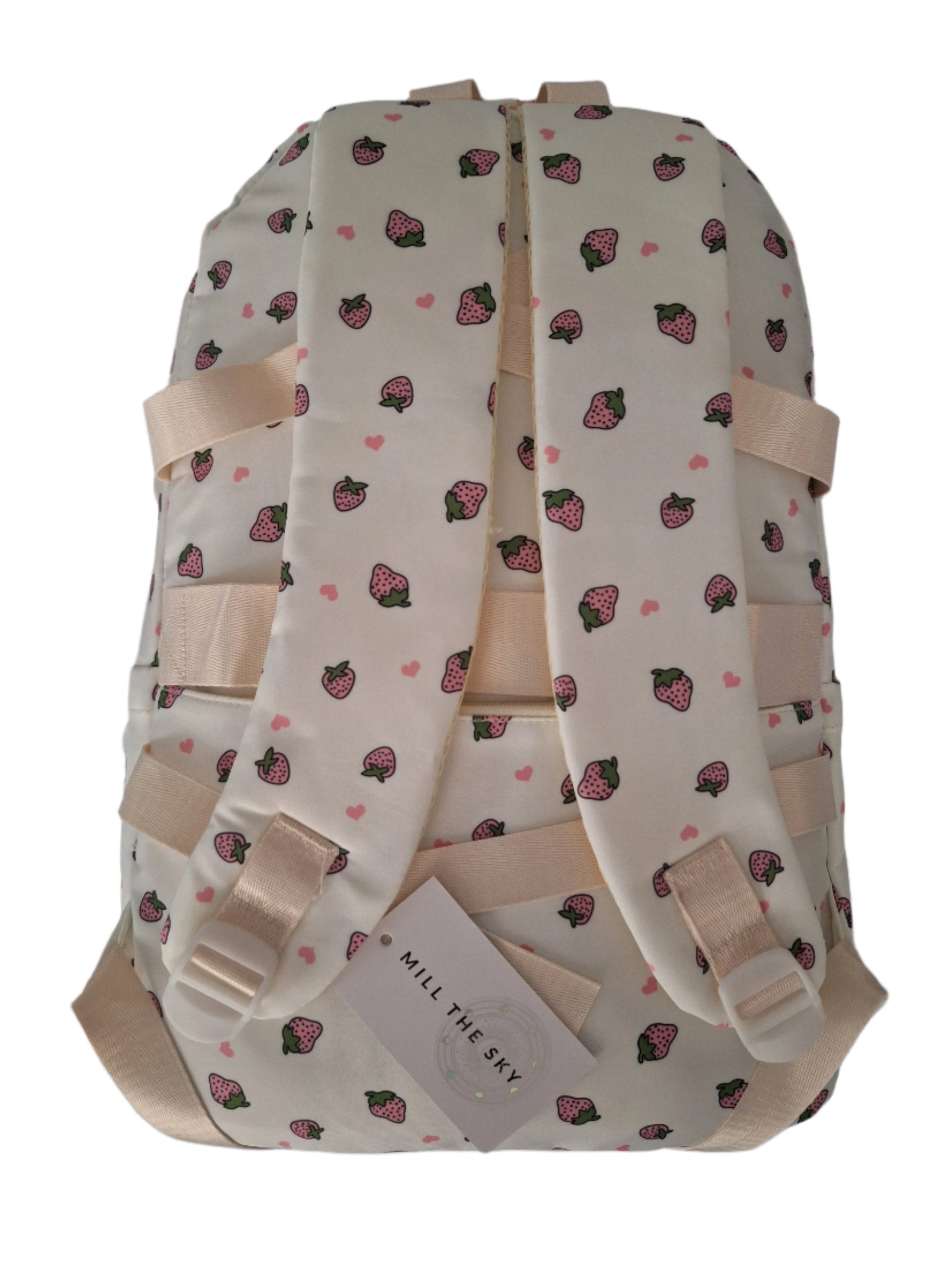 Mill The Sky: Fred-BERRY Stylish Strawberry Print Two-Pouch Casual Day Backpack Mill The Sky
