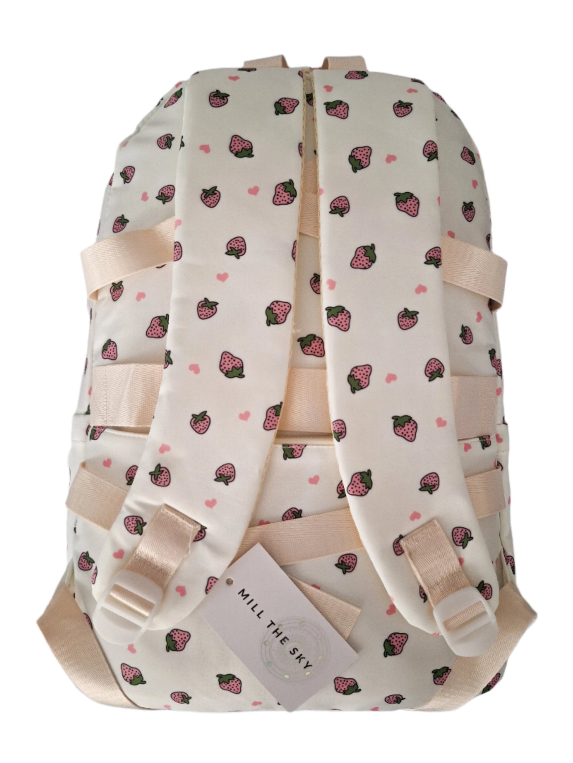 Mill The Sky: Fred-BERRY Stylish Strawberry Print Two-Pouch Casual Day Backpack Mill The Sky