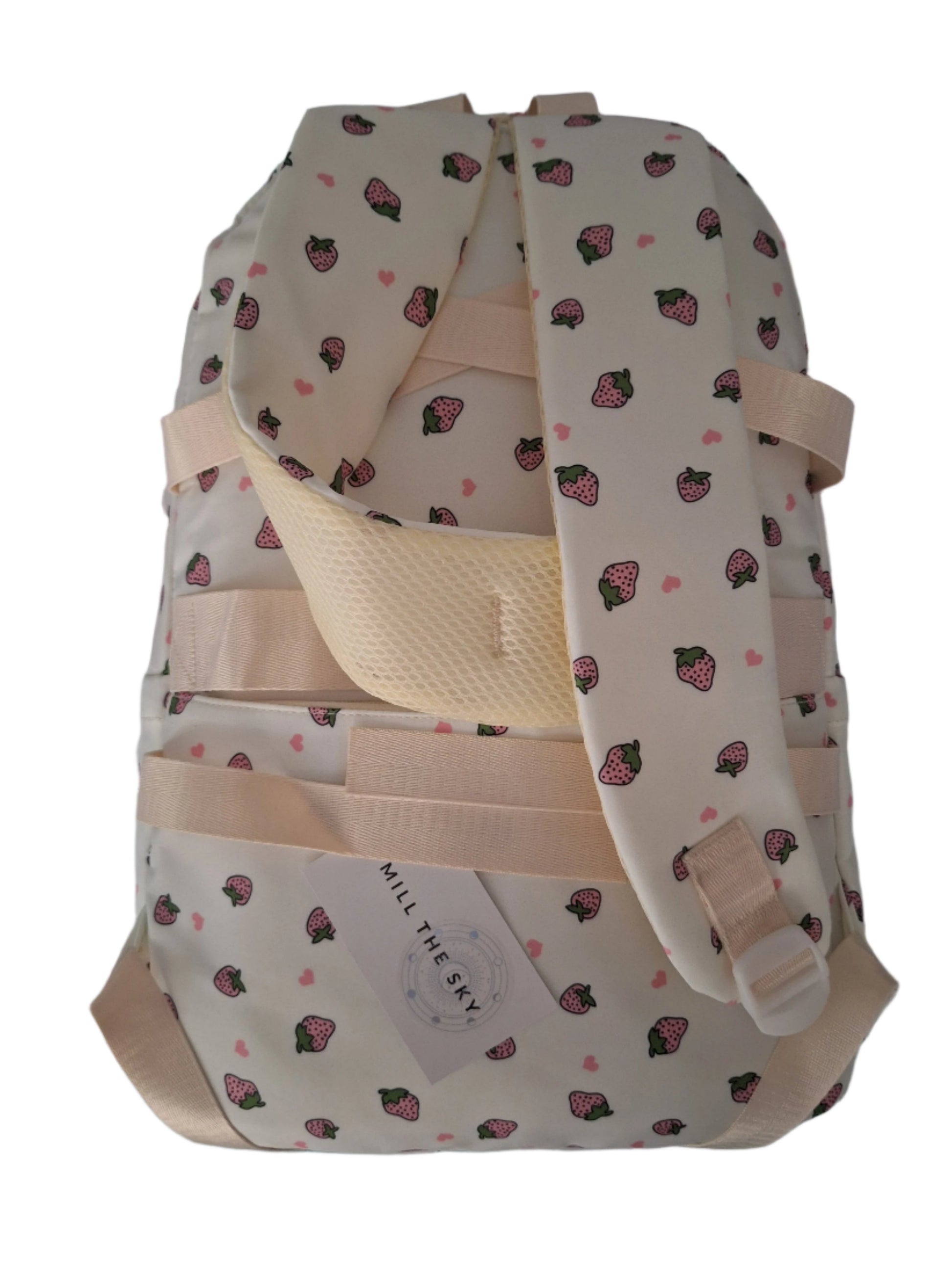 Mill The Sky: Fred-BERRY Stylish Strawberry Print Two-Pouch Casual Day Backpack Mill The Sky