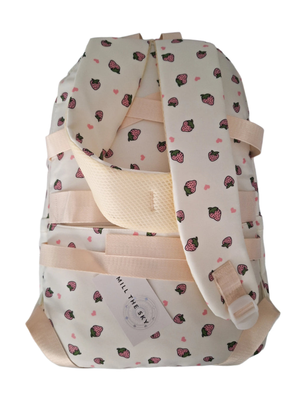Mill The Sky: Fred-BERRY Stylish Strawberry Print Two-Pouch Casual Day Backpack Mill The Sky