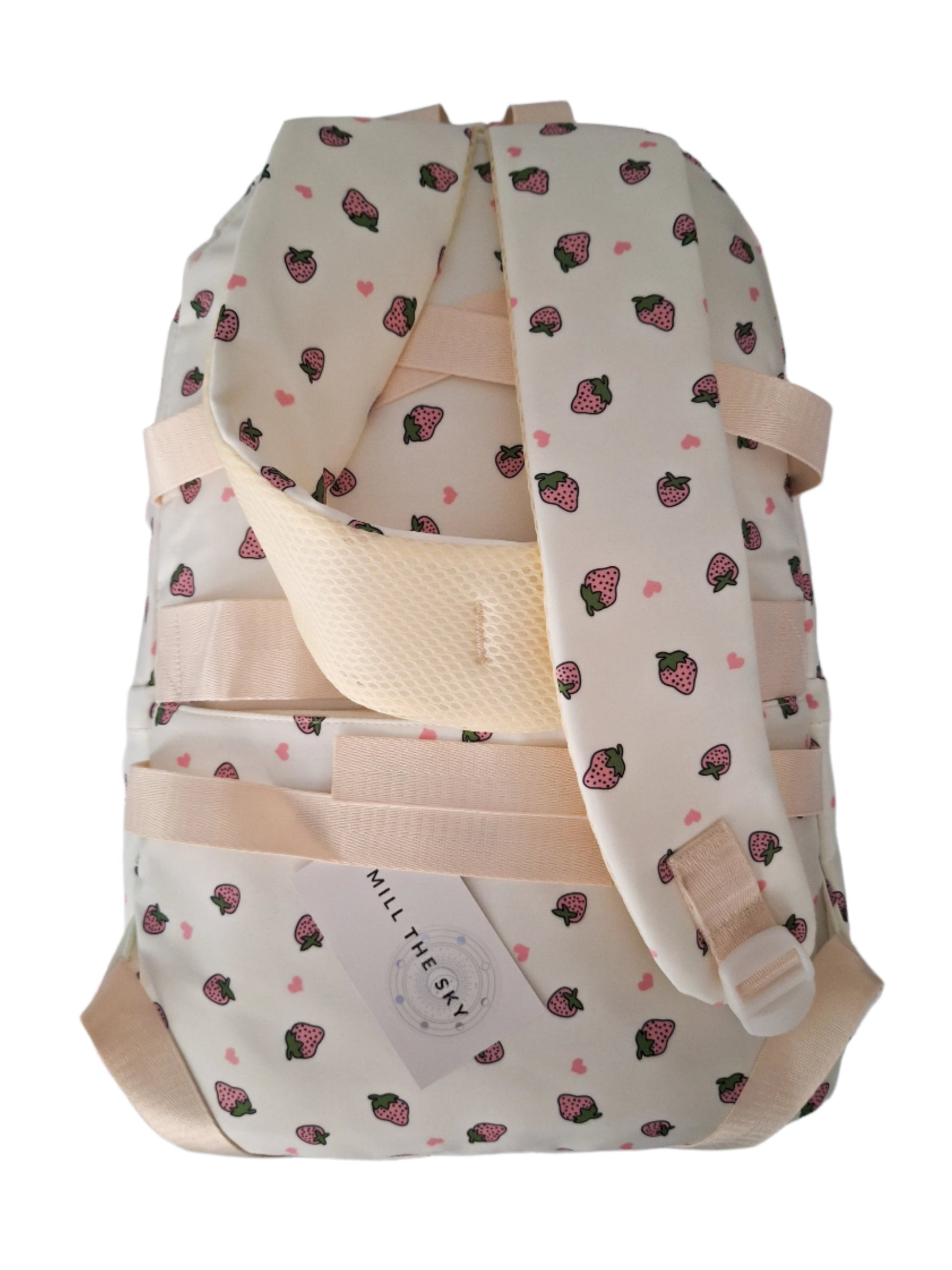 Mill The Sky: Fred-BERRY Stylish Strawberry Print Two-Pouch Casual Day Backpack Mill The Sky