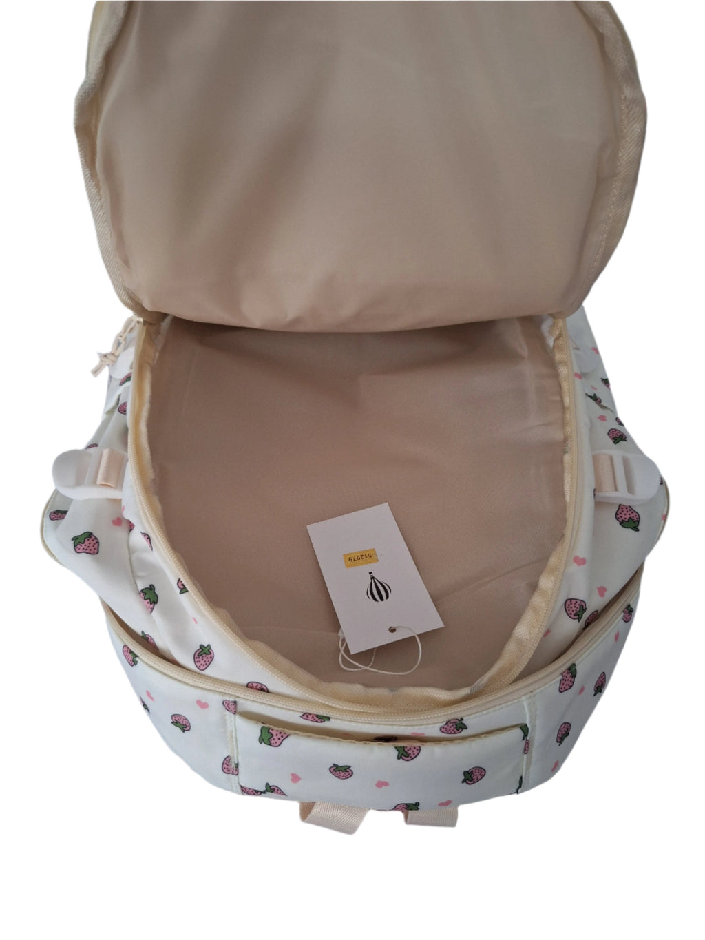 Mill The Sky: Fred-BERRY Stylish Strawberry Print Two-Pouch Casual Day Backpack Mill The Sky