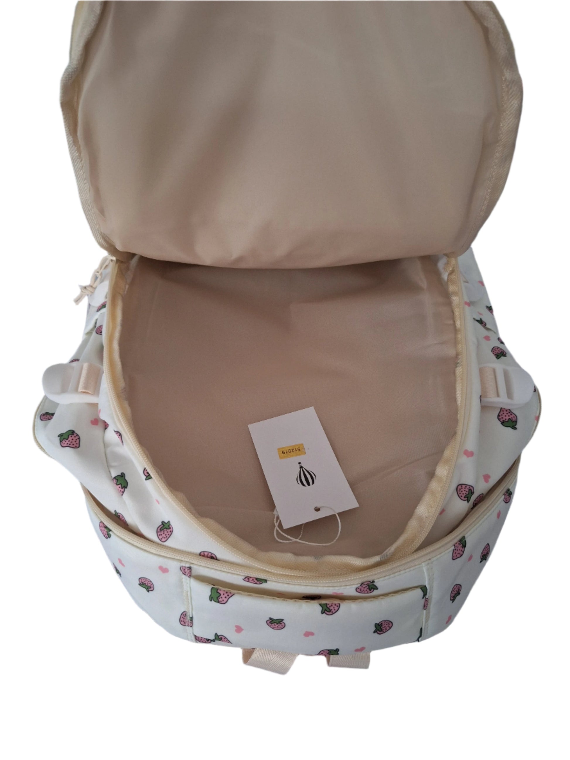 Mill The Sky: Fred-BERRY Stylish Strawberry Print Two-Pouch Casual Day Backpack Mill The Sky