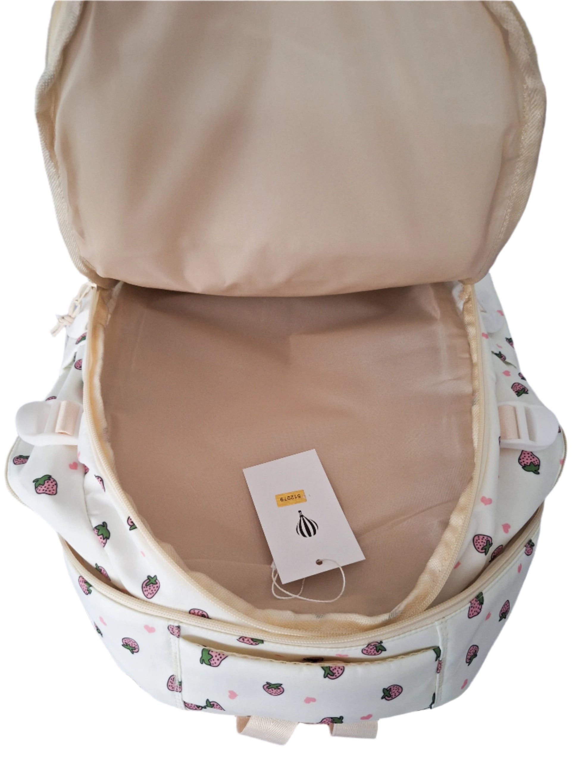 Mill The Sky: Fred-BERRY Stylish Strawberry Print Two-Pouch Casual Day Backpack Mill The Sky