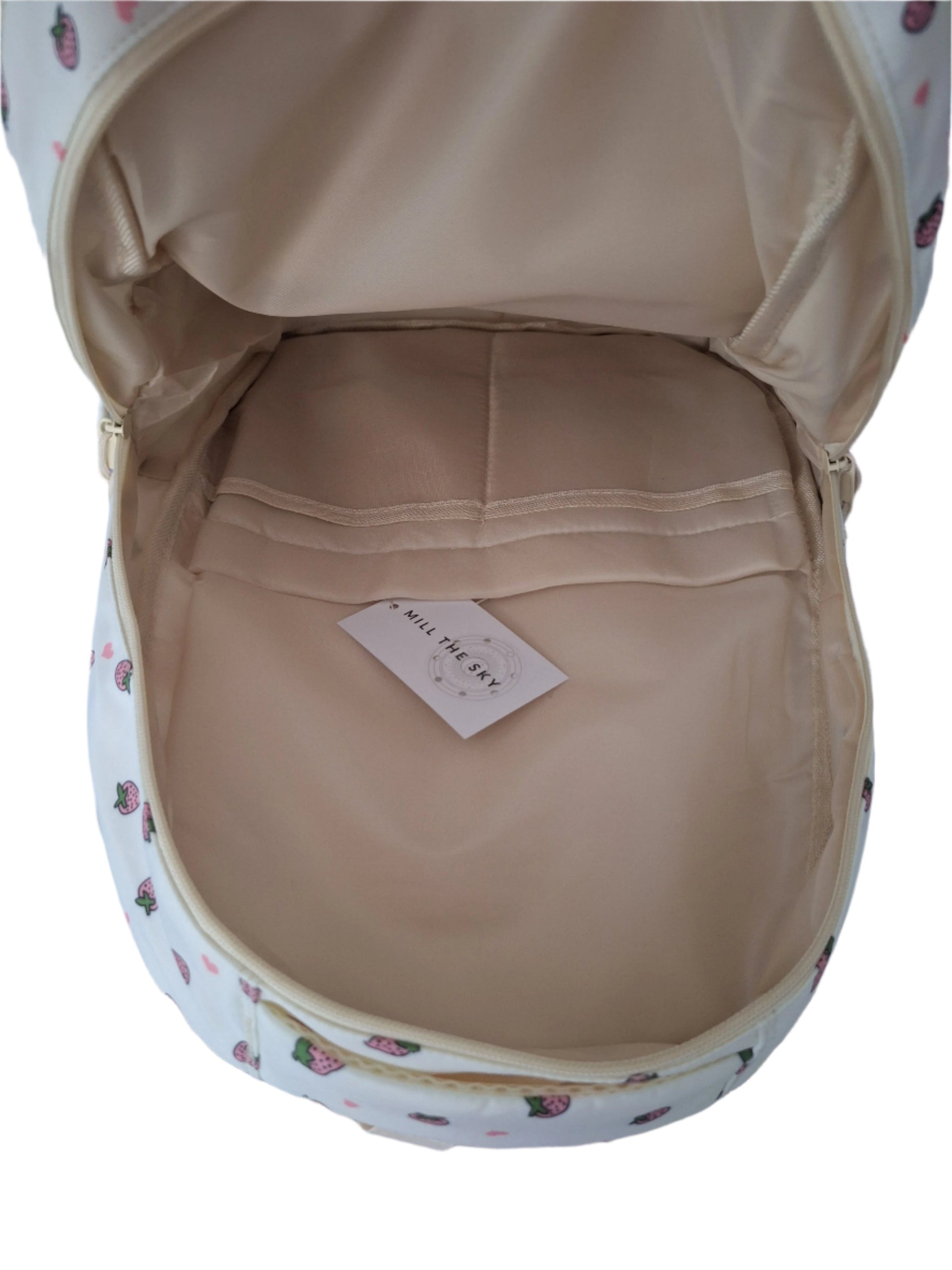 Mill The Sky: Fred-BERRY Stylish Strawberry Print Two-Pouch Casual Day Backpack Mill The Sky