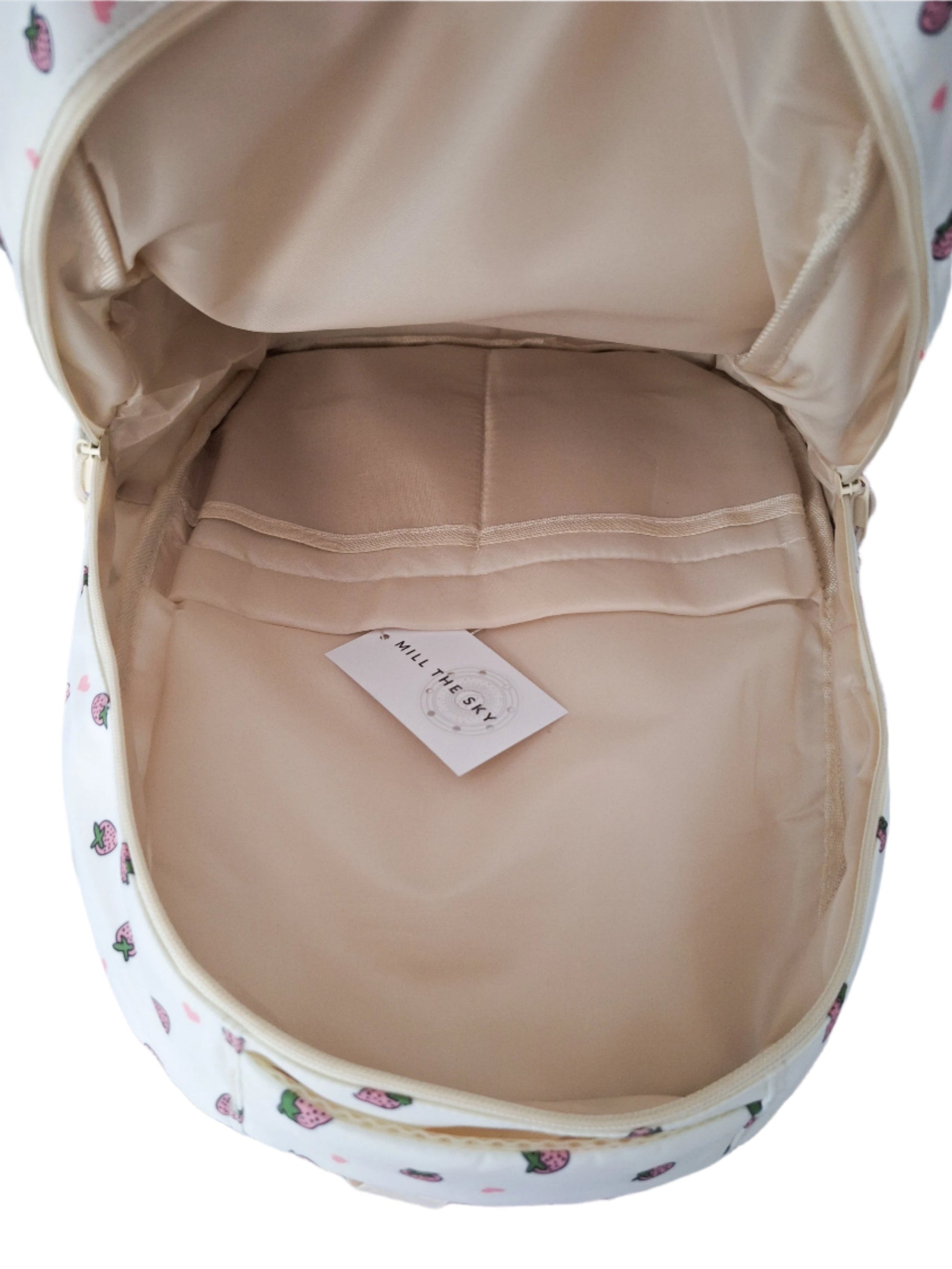 Mill The Sky: Fred-BERRY Stylish Strawberry Print Two-Pouch Casual Day Backpack Mill The Sky