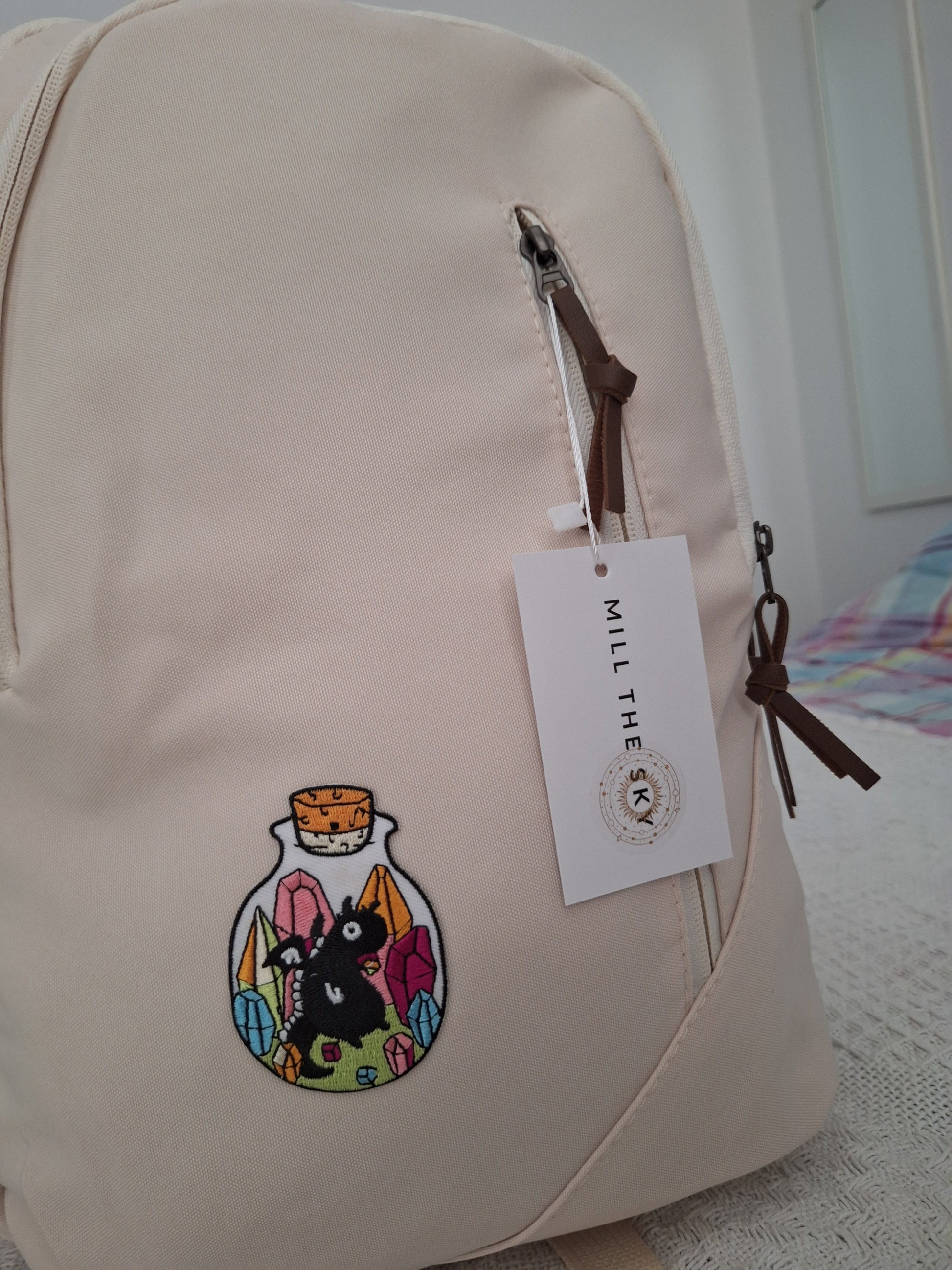 Mill The Sky: Alchemy-DRAGON Unisex Stylish Padded Limited Run Themed Canvas Rucksack CREAM Mill The Sky